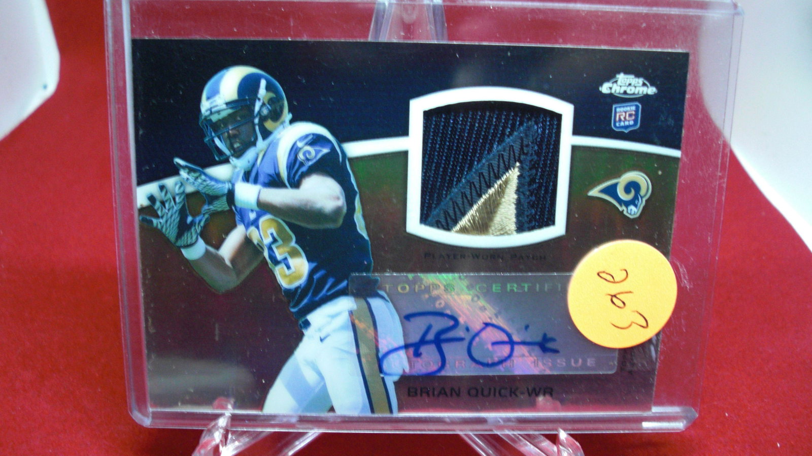 brian quick signature/jersey rookie #56/50: in top loader