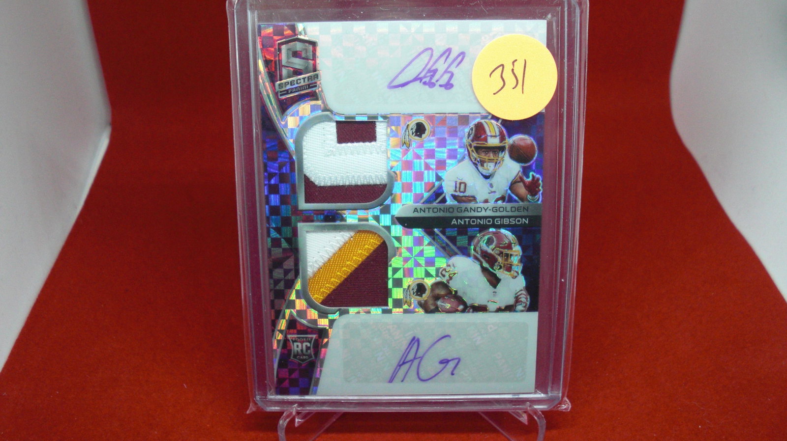 2020 spectra antonio golden,antonio gibson: #23/25 in top loader rookie card
