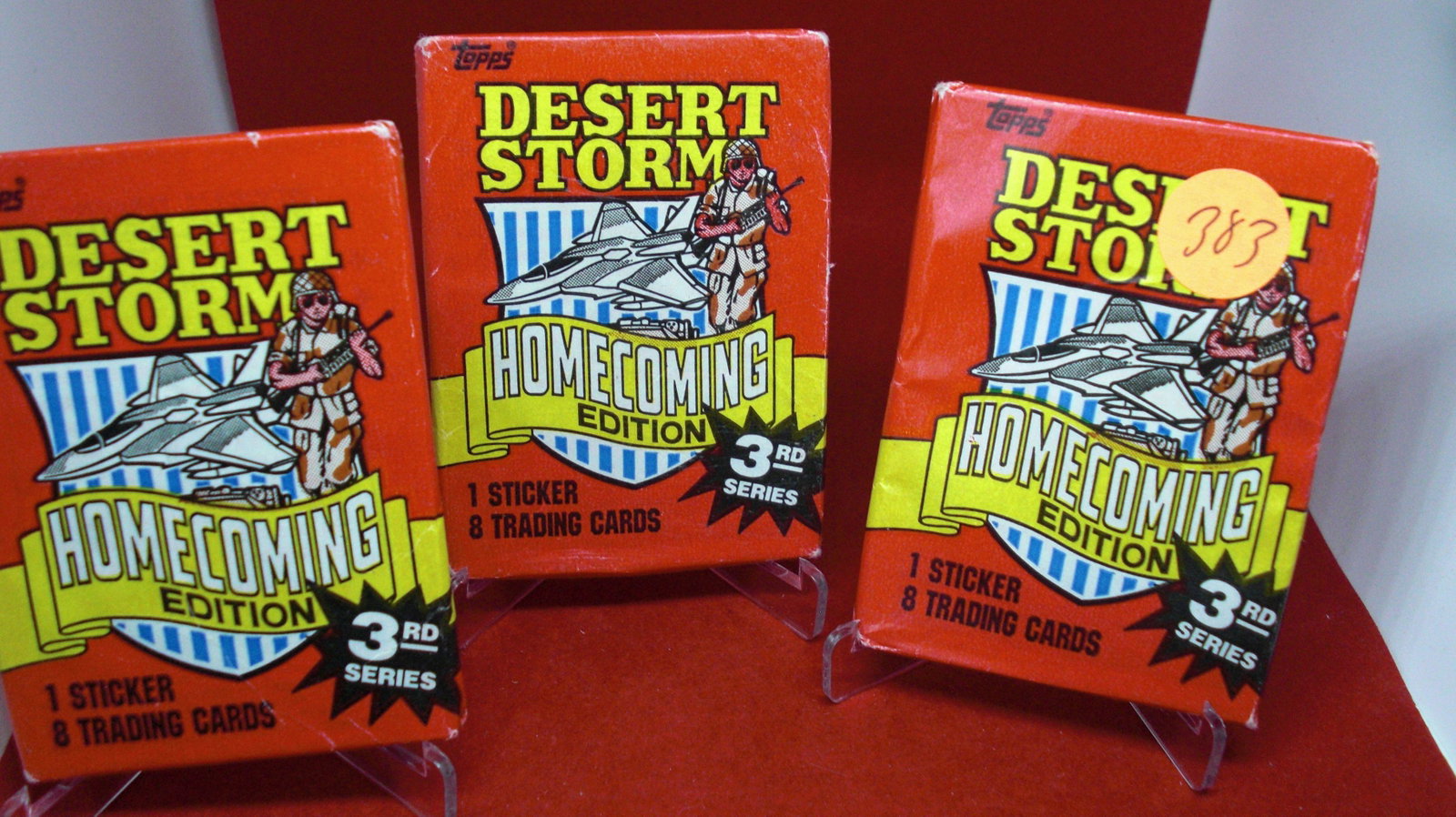lot of 3 unopened packs of desert storm cards: unopened lot