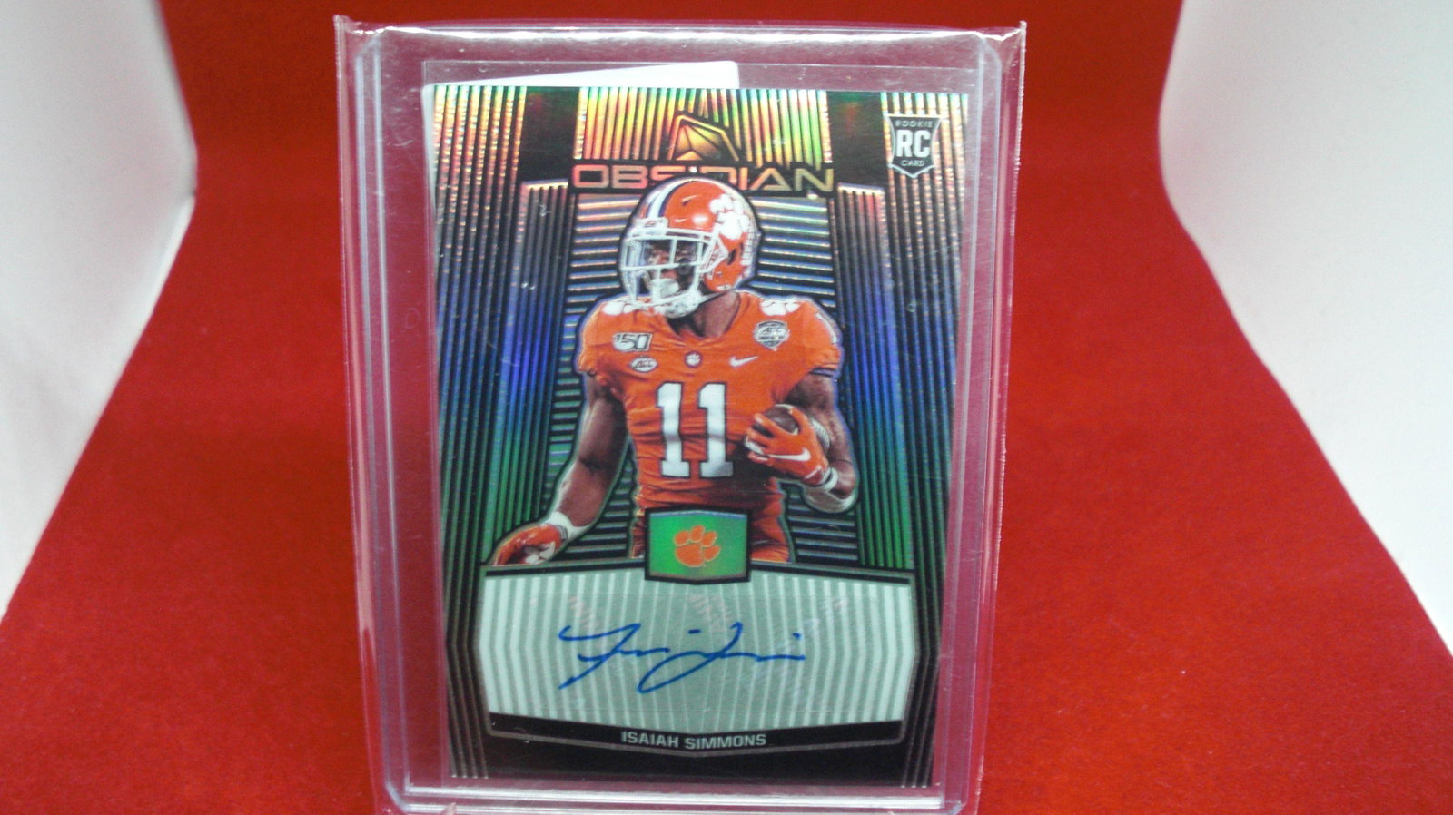 isaih simmons signature rookie obsidian #07/30: in top loader