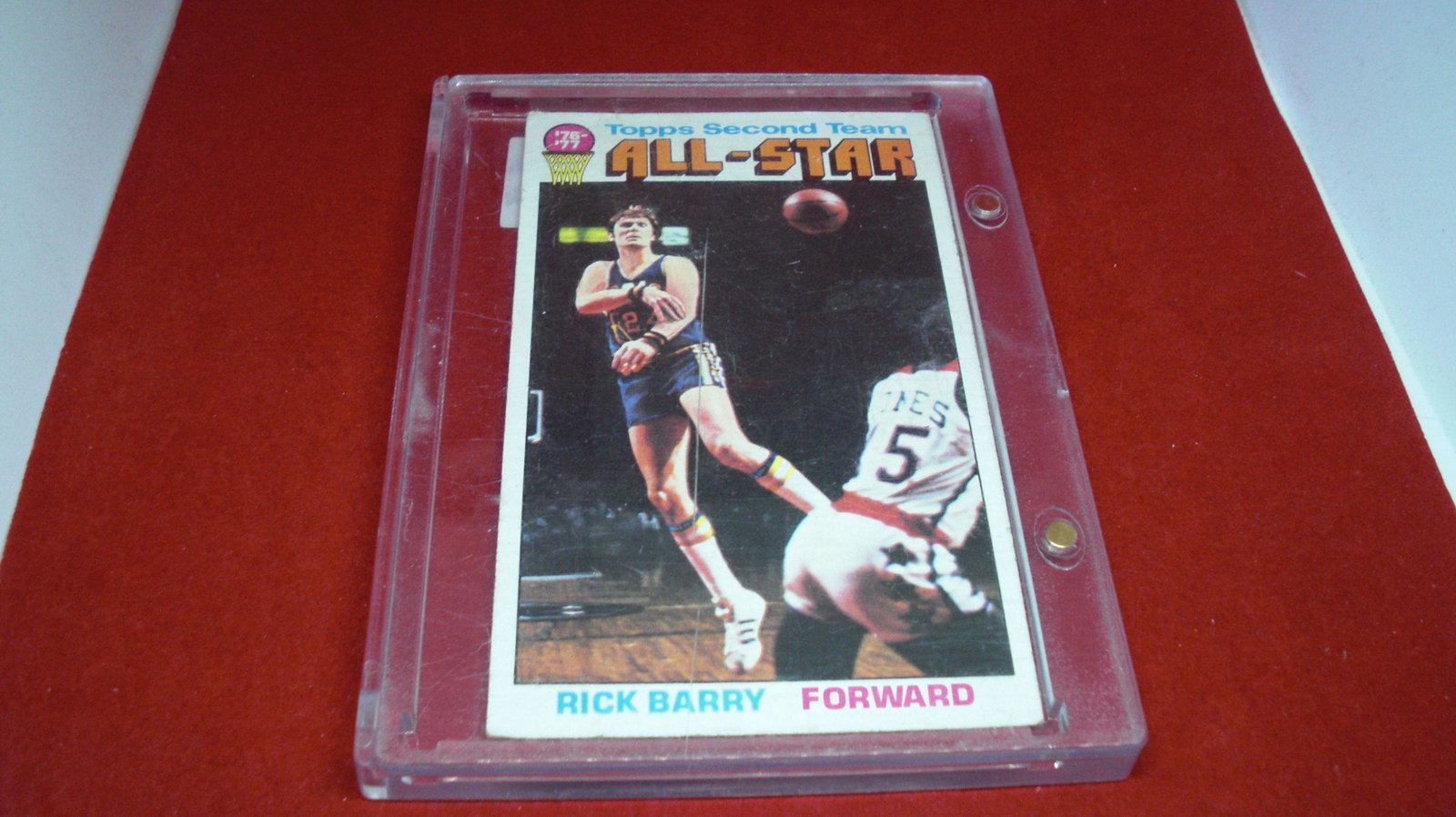 vintage large basketball rick barry: in hard plastic case