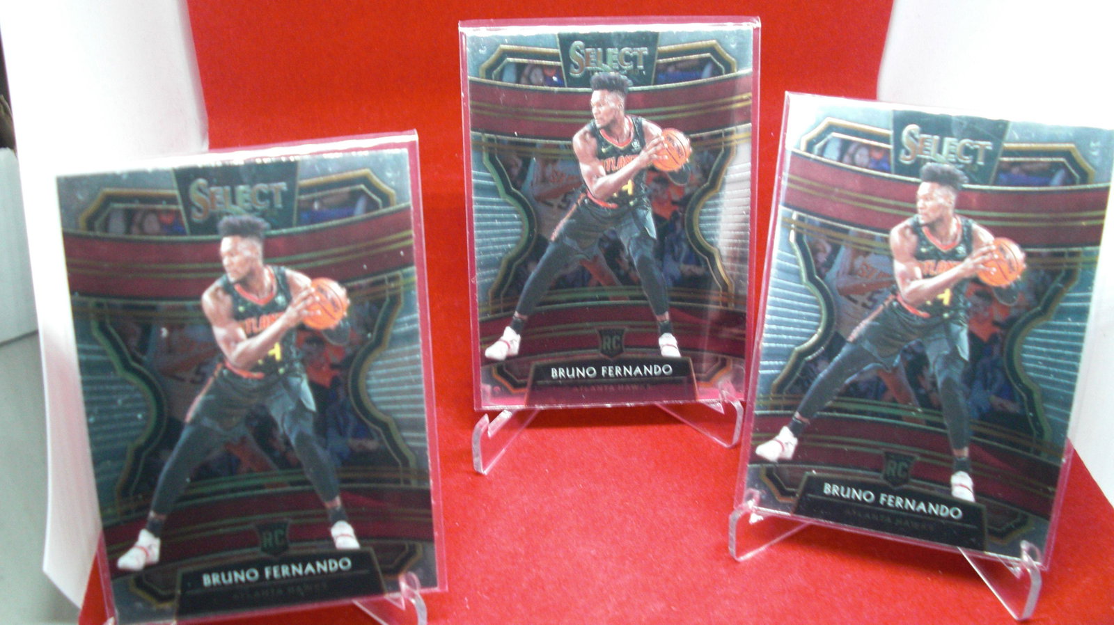 lot of 3 bruno fernando rookie select cards: atlanta hawks