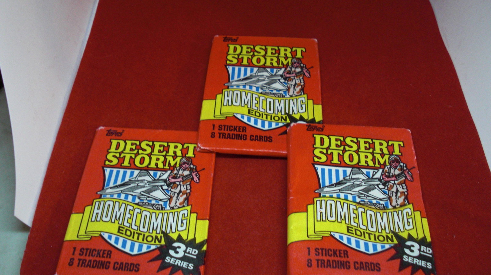 lot of 3 unopened desert storm packs: unopened lot