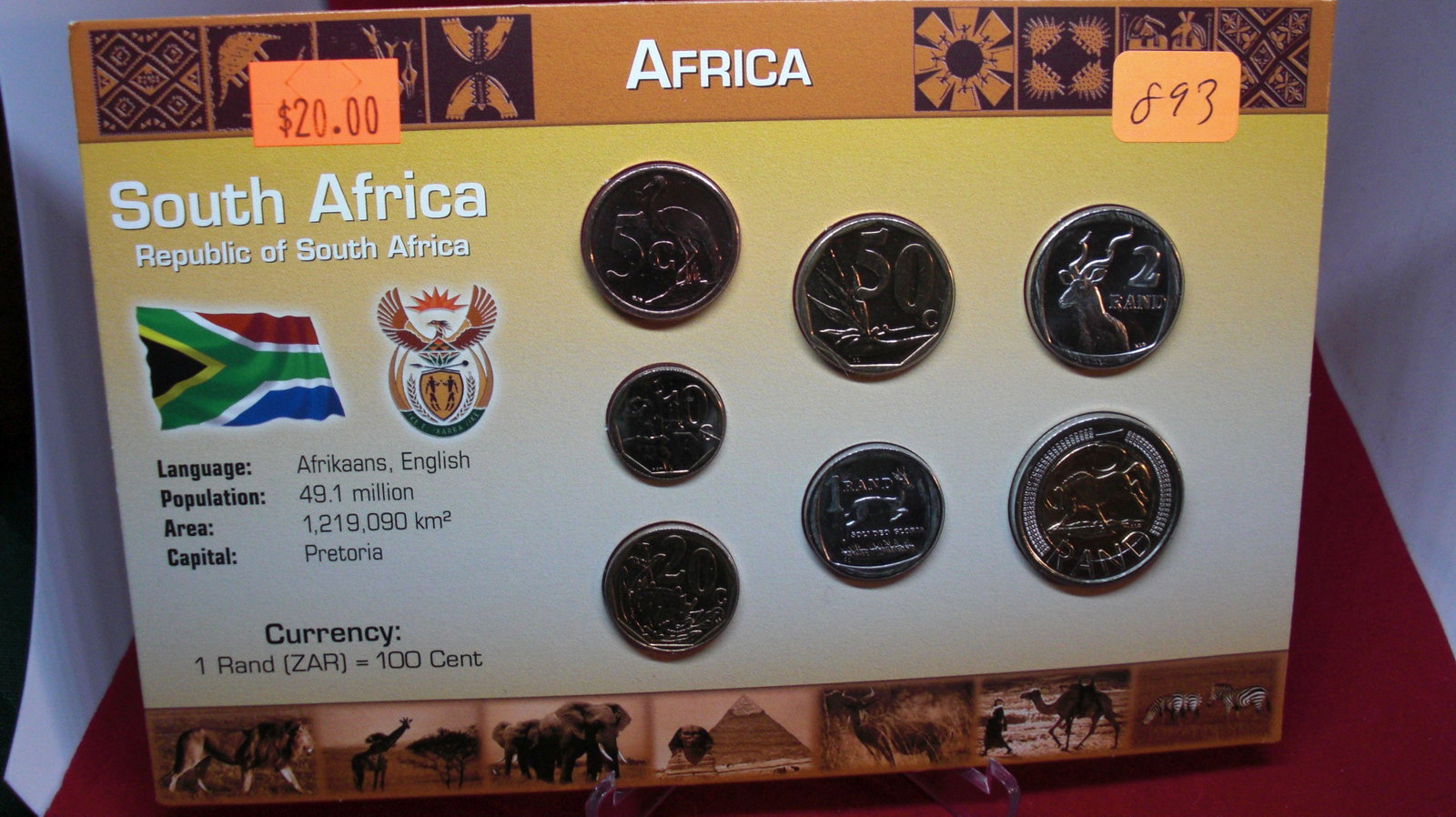 african coins on card: republic of south africa