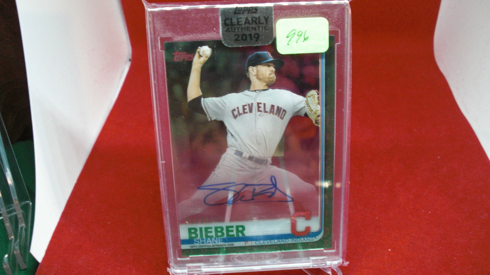 shane bieber signature #41/99: in hard plastic case