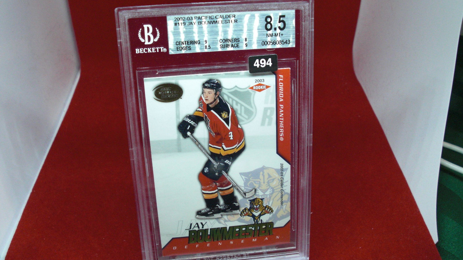 beckett graded 2002 jay bouwmeester mint 8.5: nice graded card