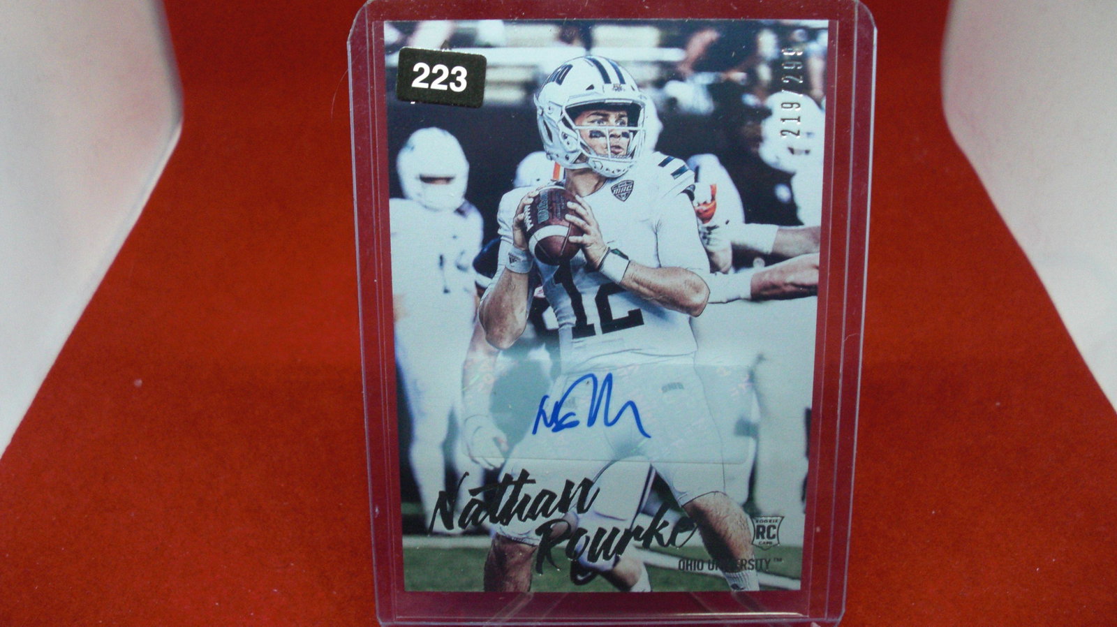 nathan rourke signature #219/299: in top loader