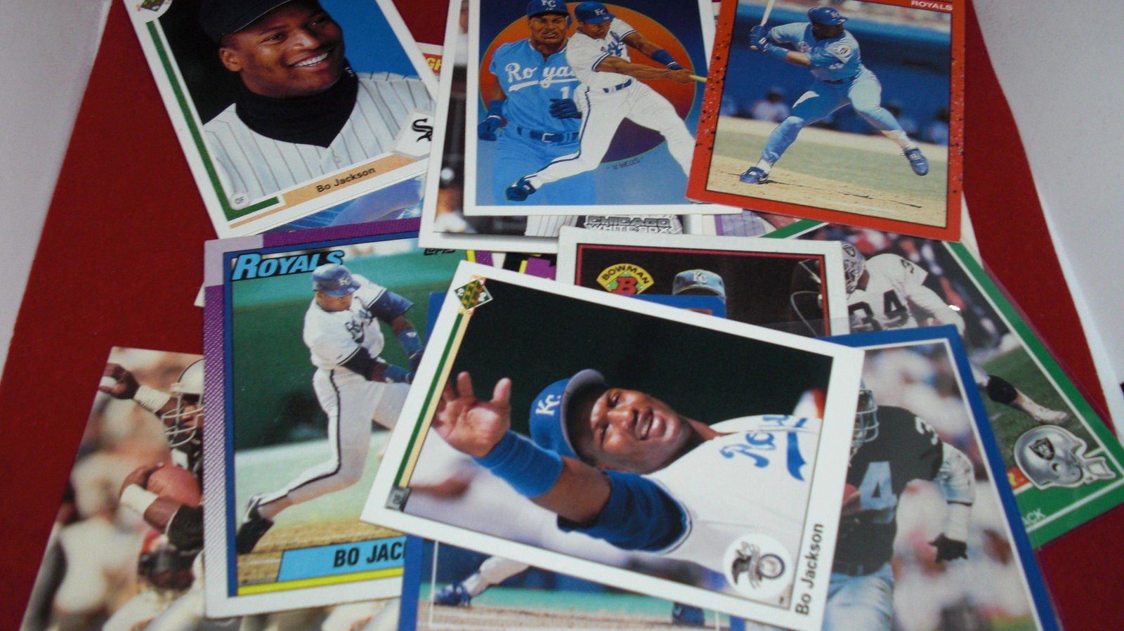 lot of 17 bo jackson cards: bo knows baseball