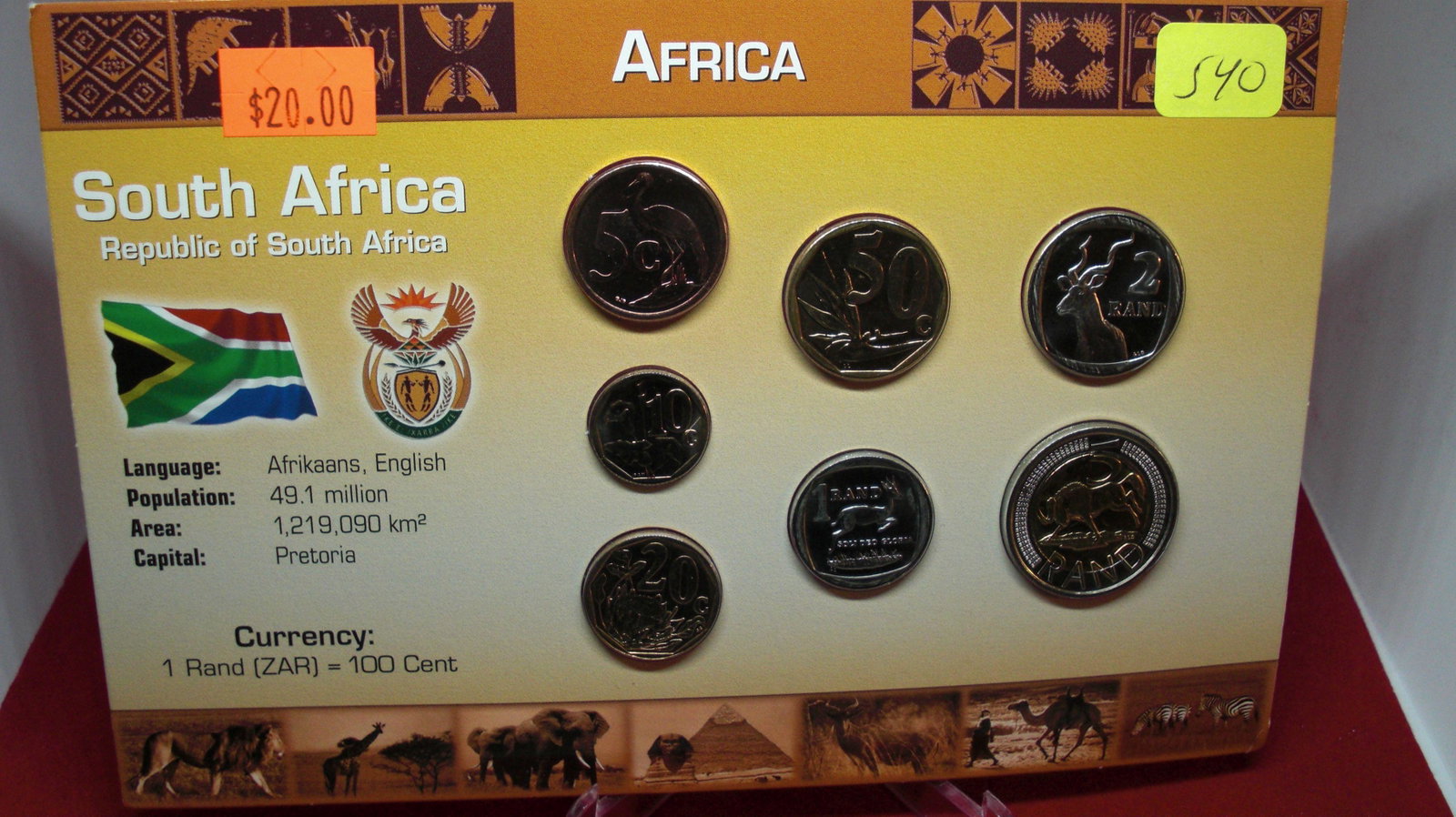 africa coins on card: south africa