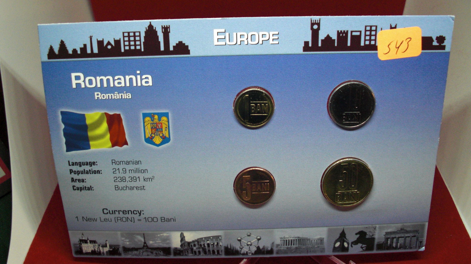 romania coins on card: romania