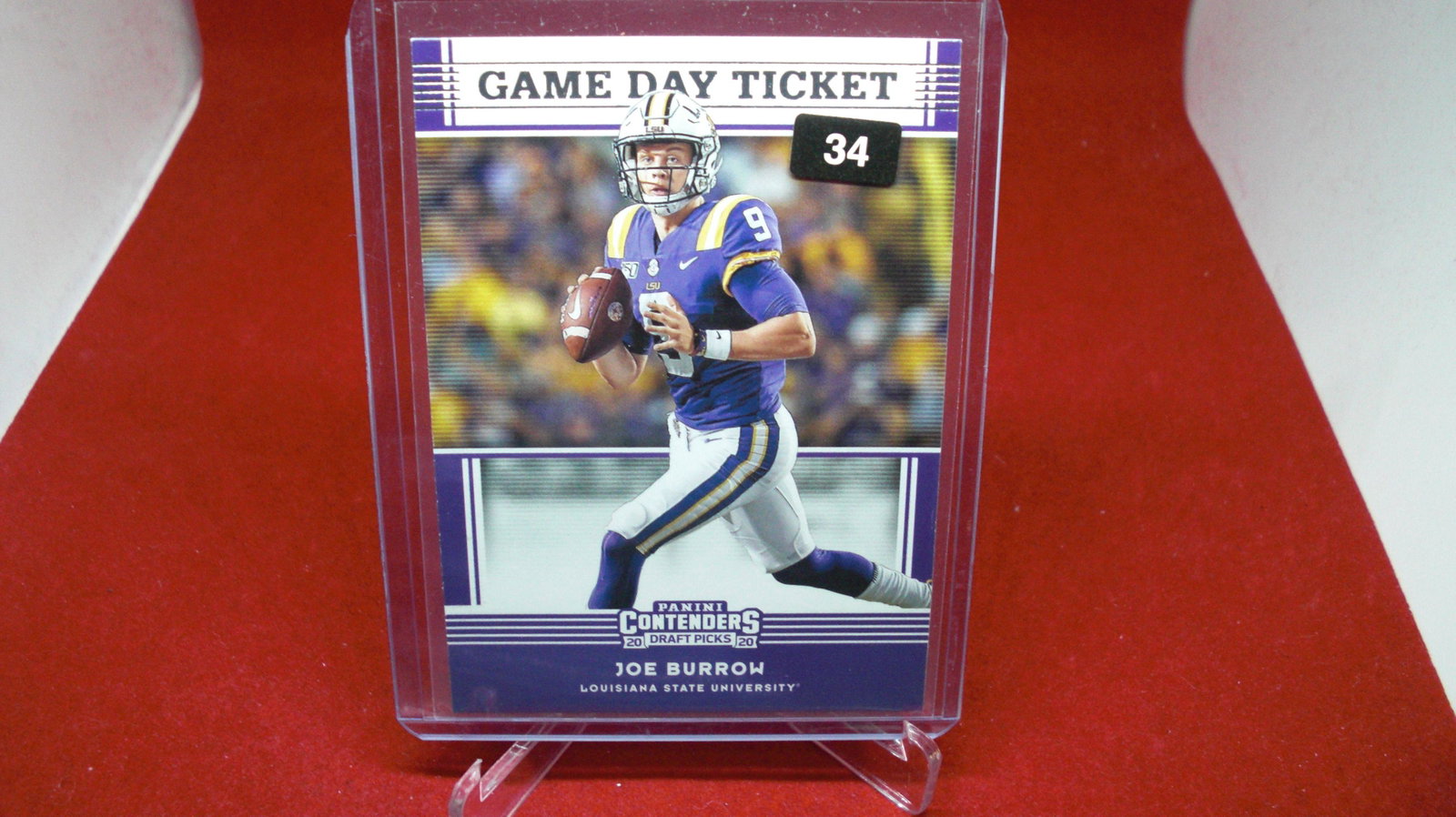 joe burrow game day ticket: in top loader