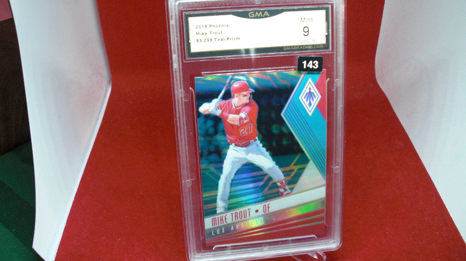 gma graded 2018 teal prizm mike trout mint 9 #088/299 (1 of 1)