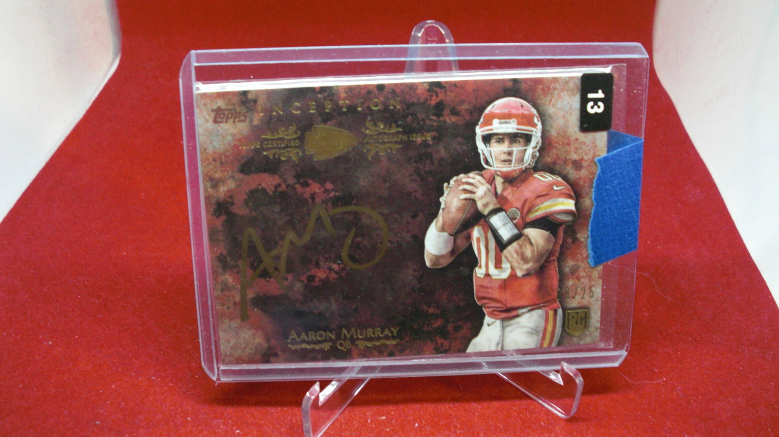 aaron murray inception signature rookie #09/25: in top loader