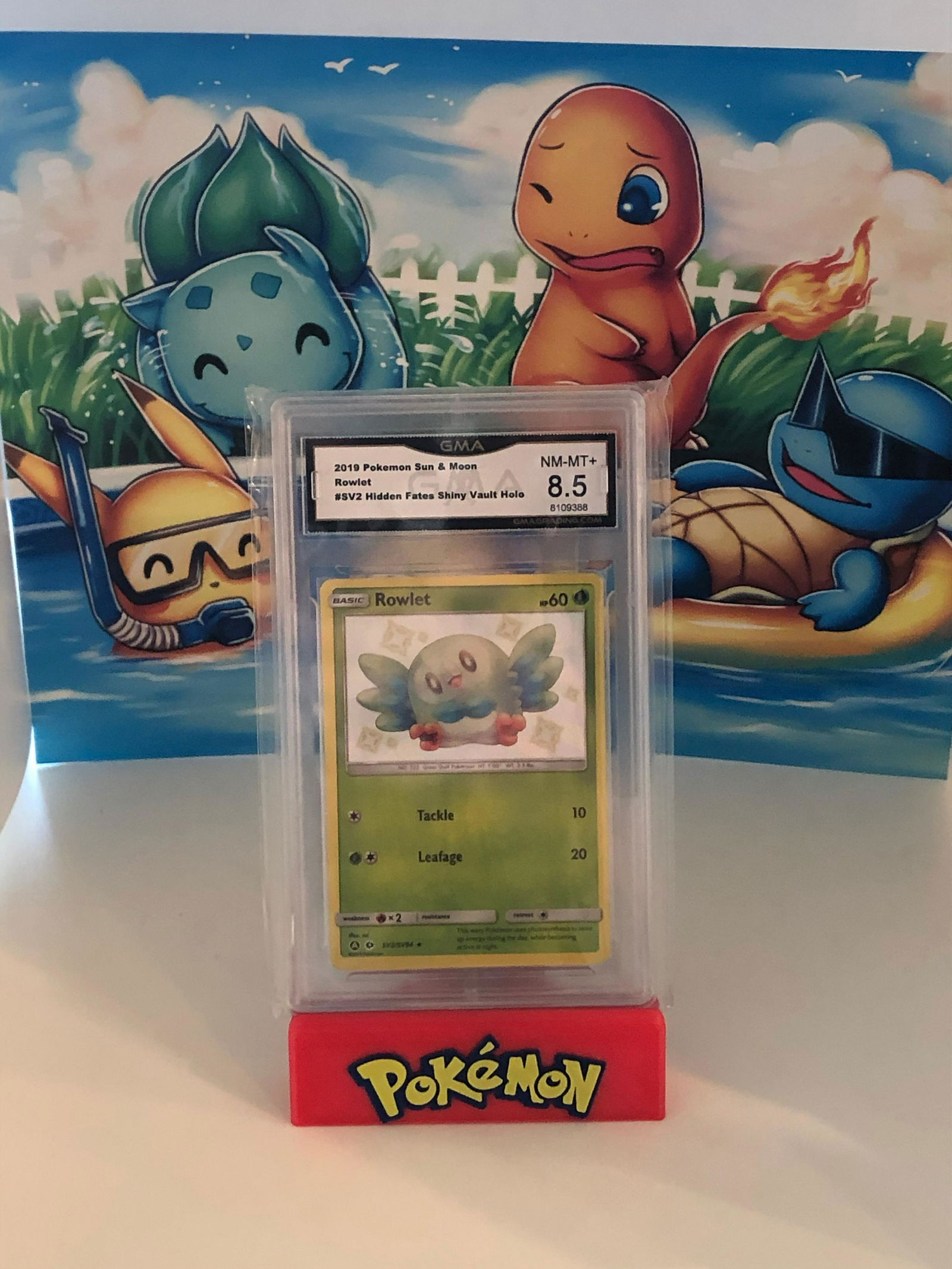 Rowlett Shiny Vault Holo GMA 8.5 (1 of 1)