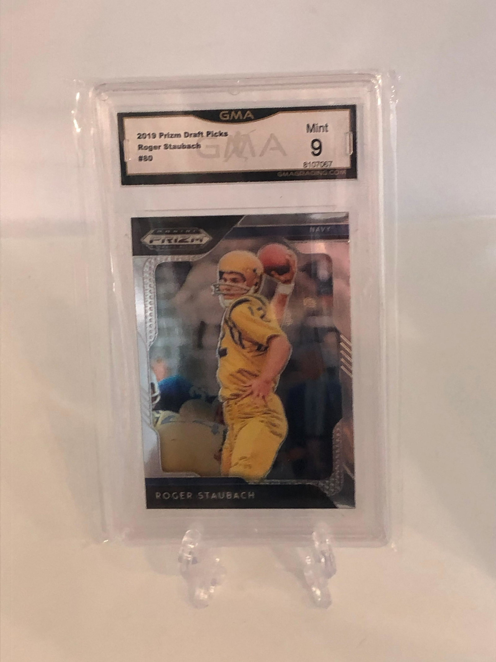 Roger Staubach Prizm Draft Picks GMA 9: GMA Graded Football Card