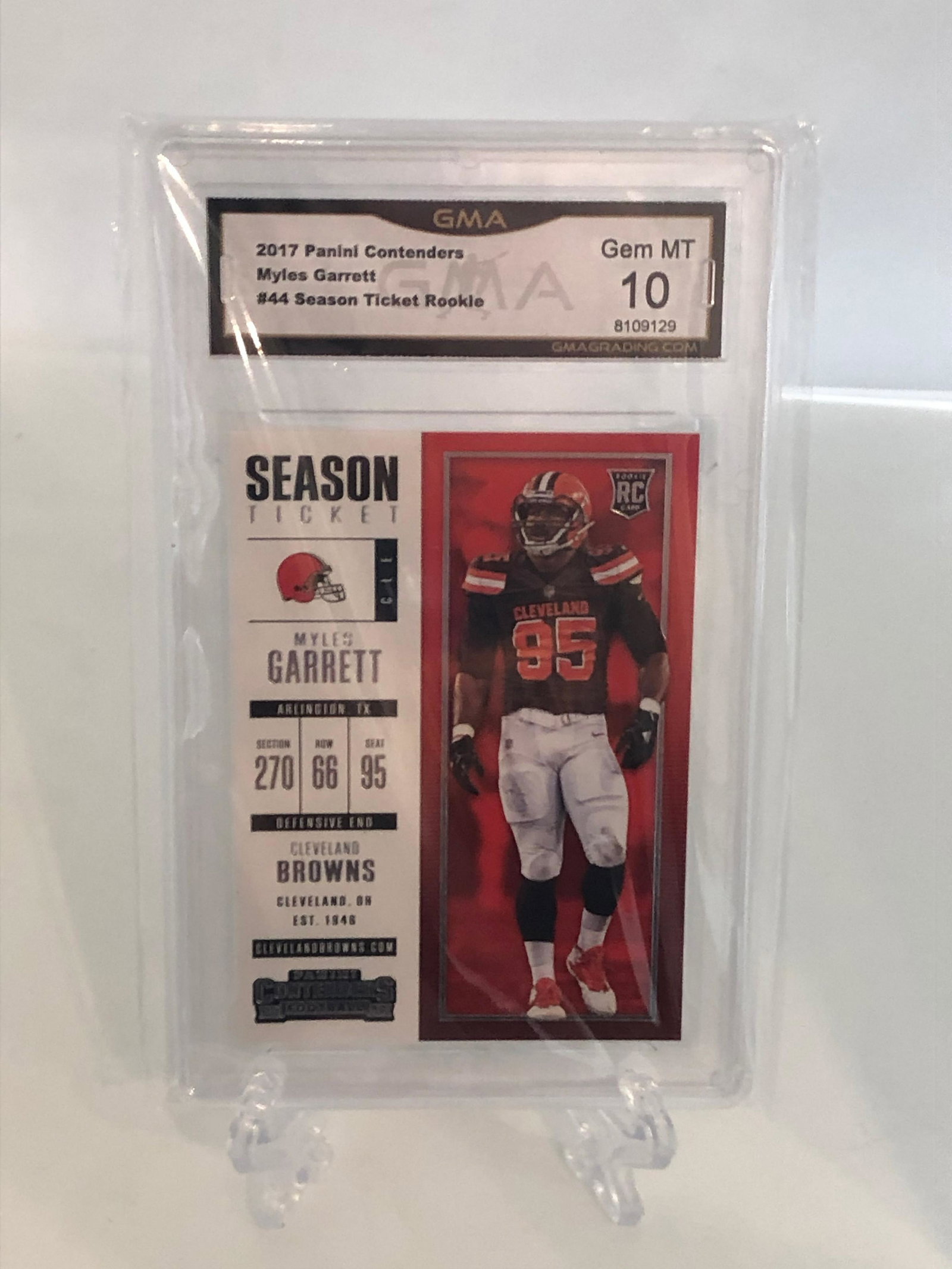 Myles Garrett Season Ticket Rookie GMA 10: GMA Graded Football Card