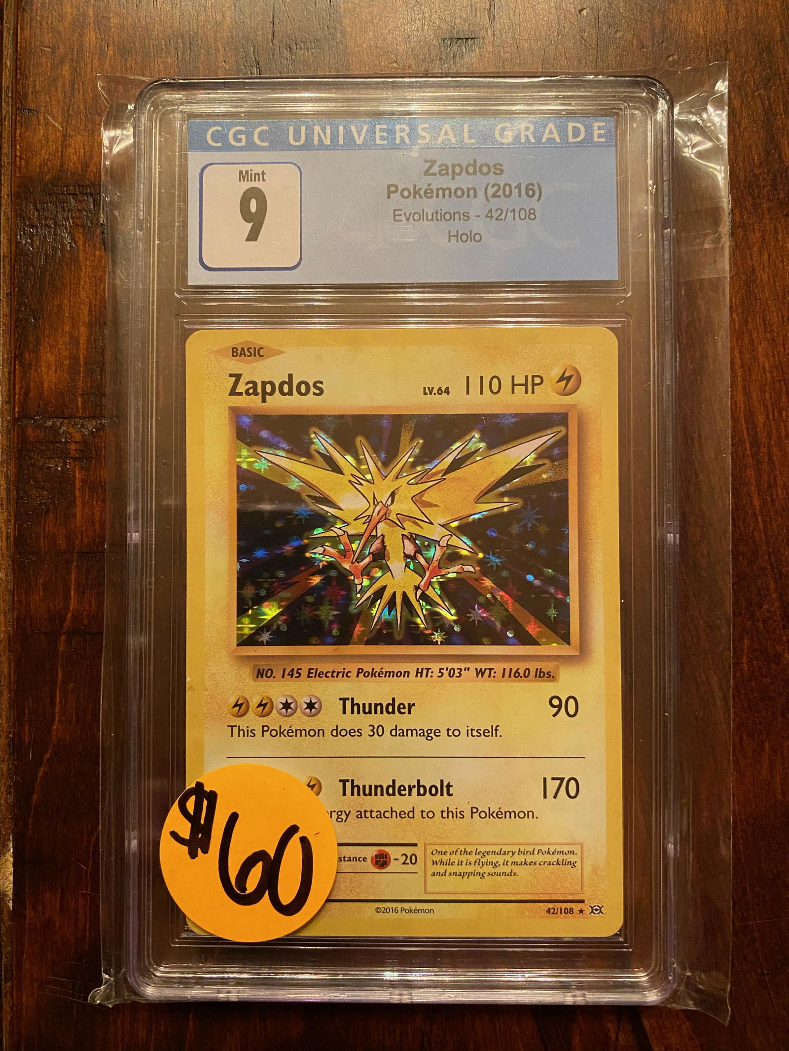 XY Evolutions Zapdos Holo CGC 9 (1 of 1)