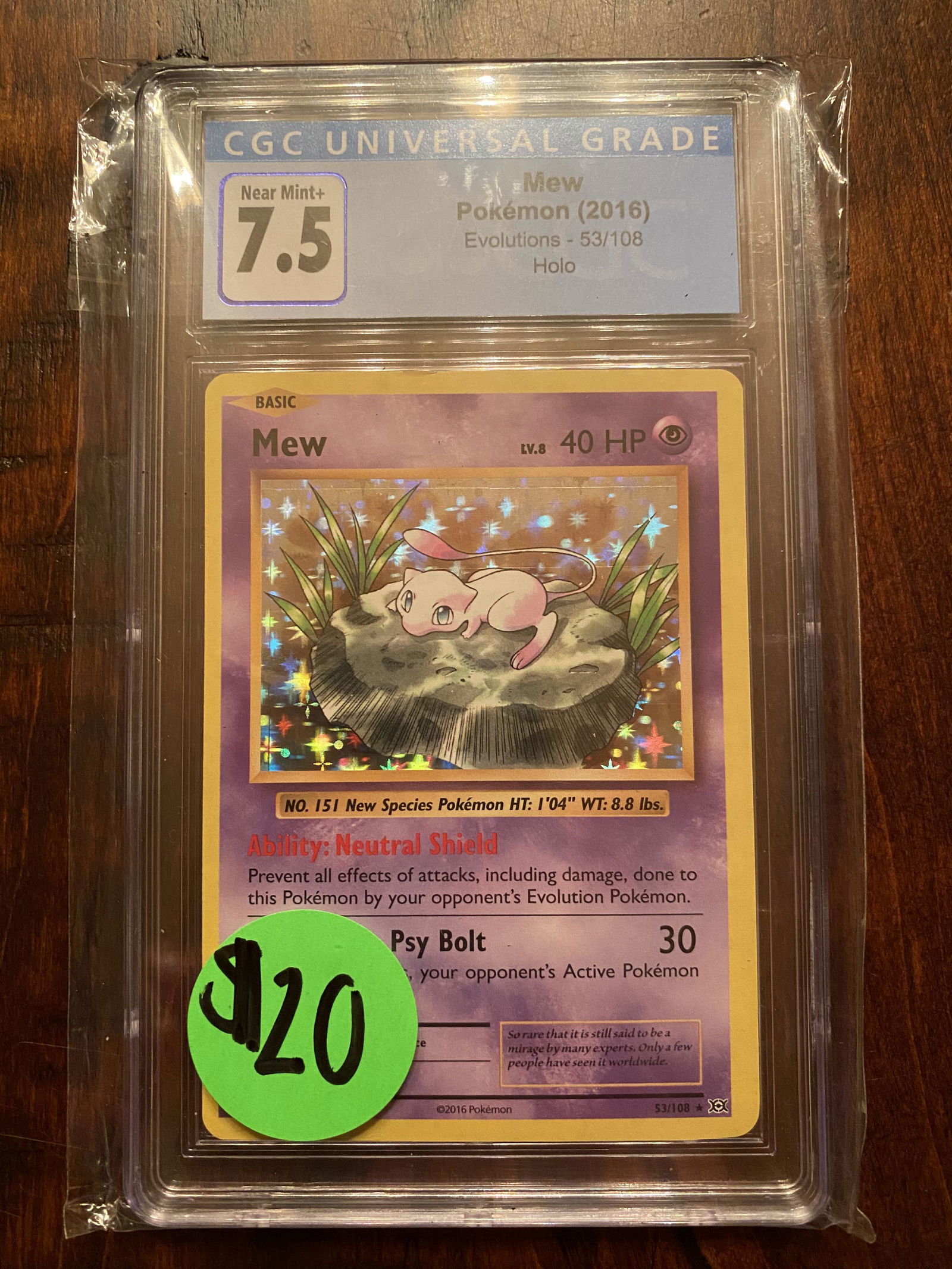 XY Evolutions Mew Holo CGC 7.5 (1 of 1)