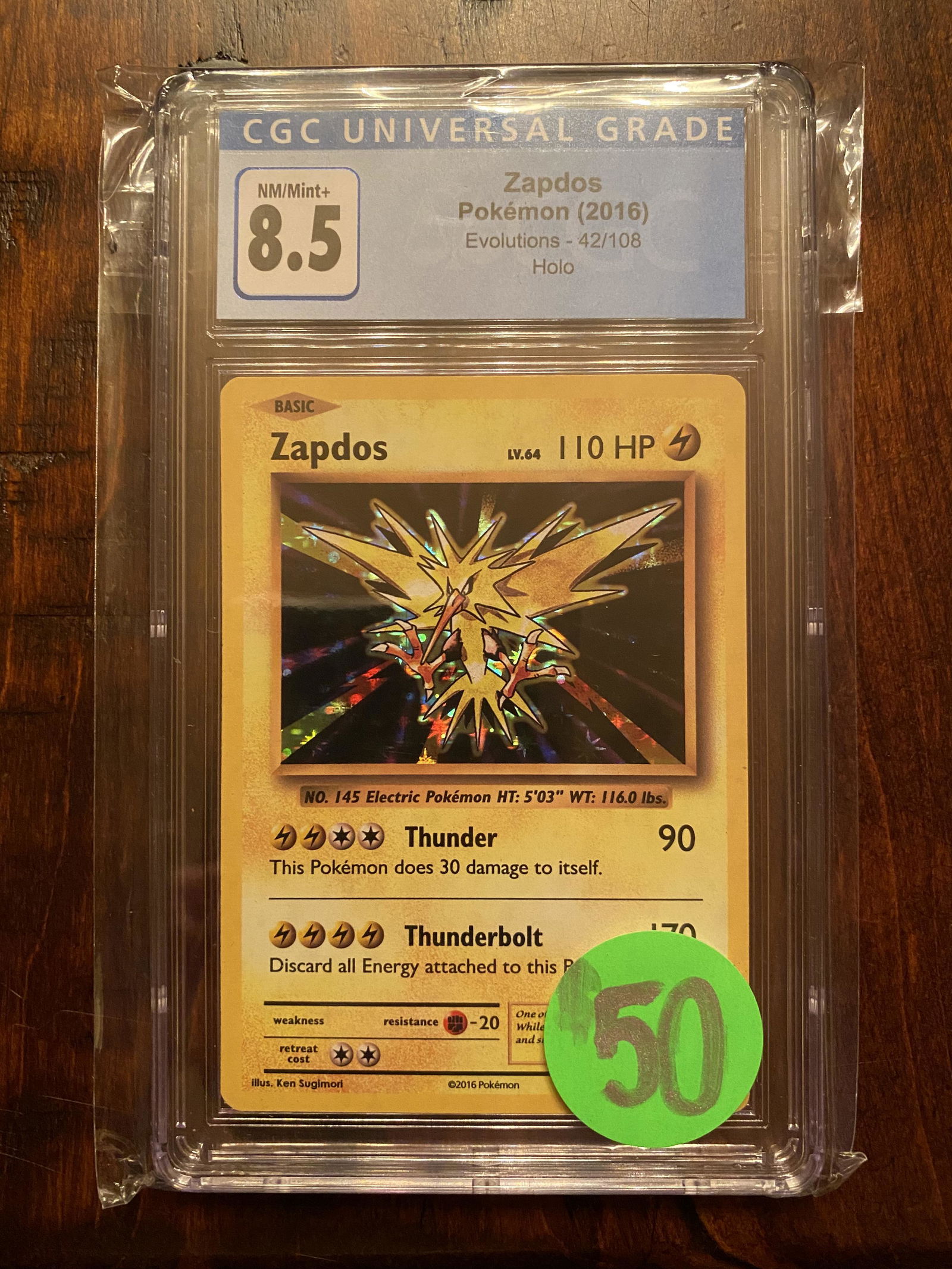 XY Evolutions Holo Zapdos CGC 8.5 (1 of 1)
