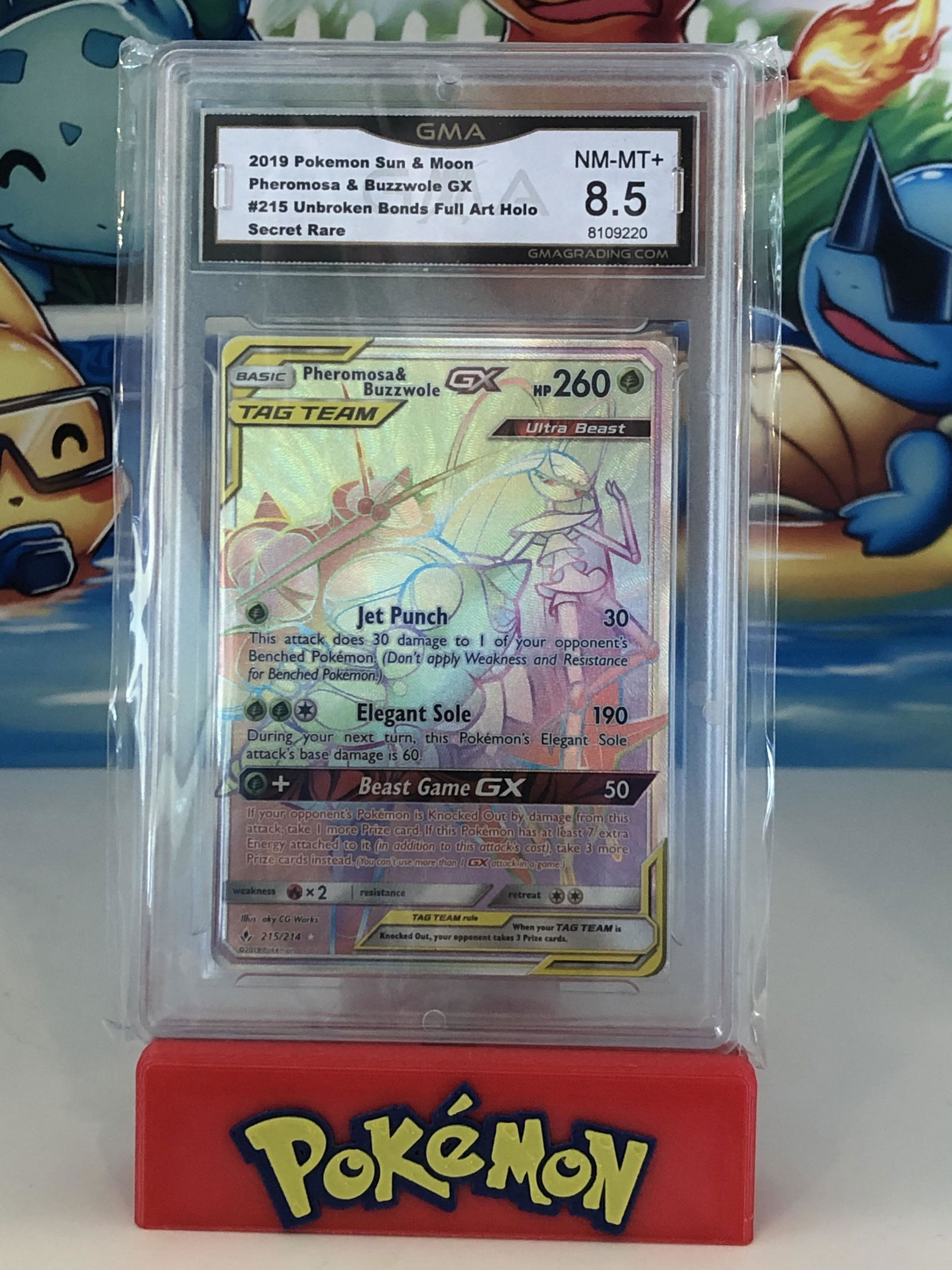 Pheromosa & Buzzwole GX Secret Rare GMA 8.5 (1 of 1)