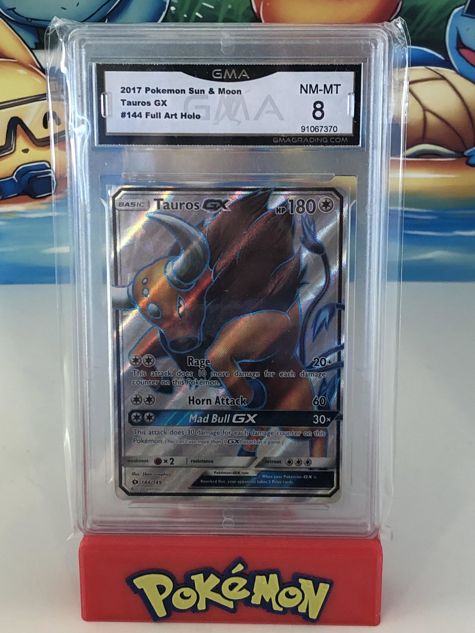 Tauros GX Full Art Holo GMA 8: GMA Graded Pokemon Card