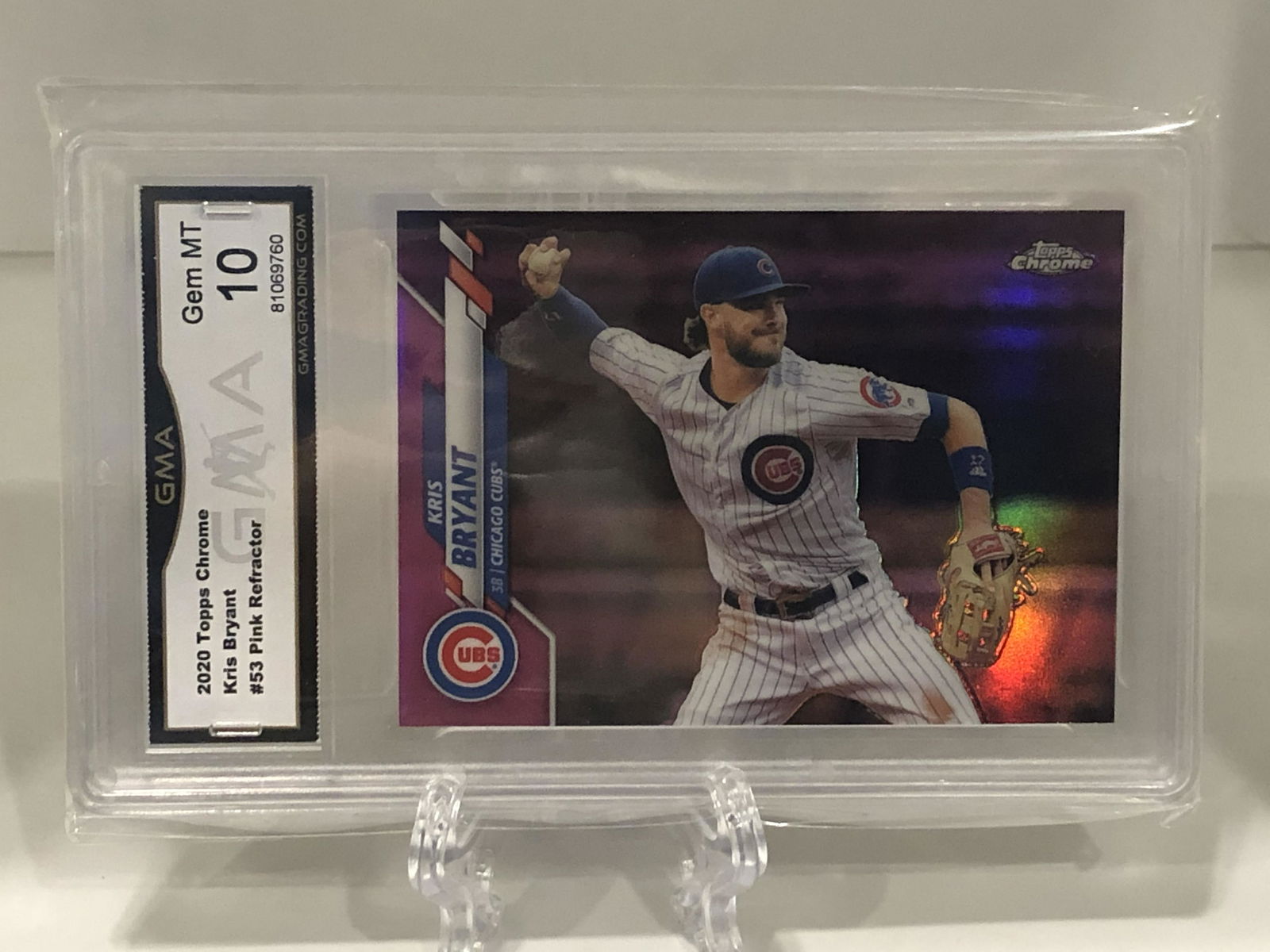 Kris Bryant Topps Chrome Pink Refractor GMA 10 (1 of 1)