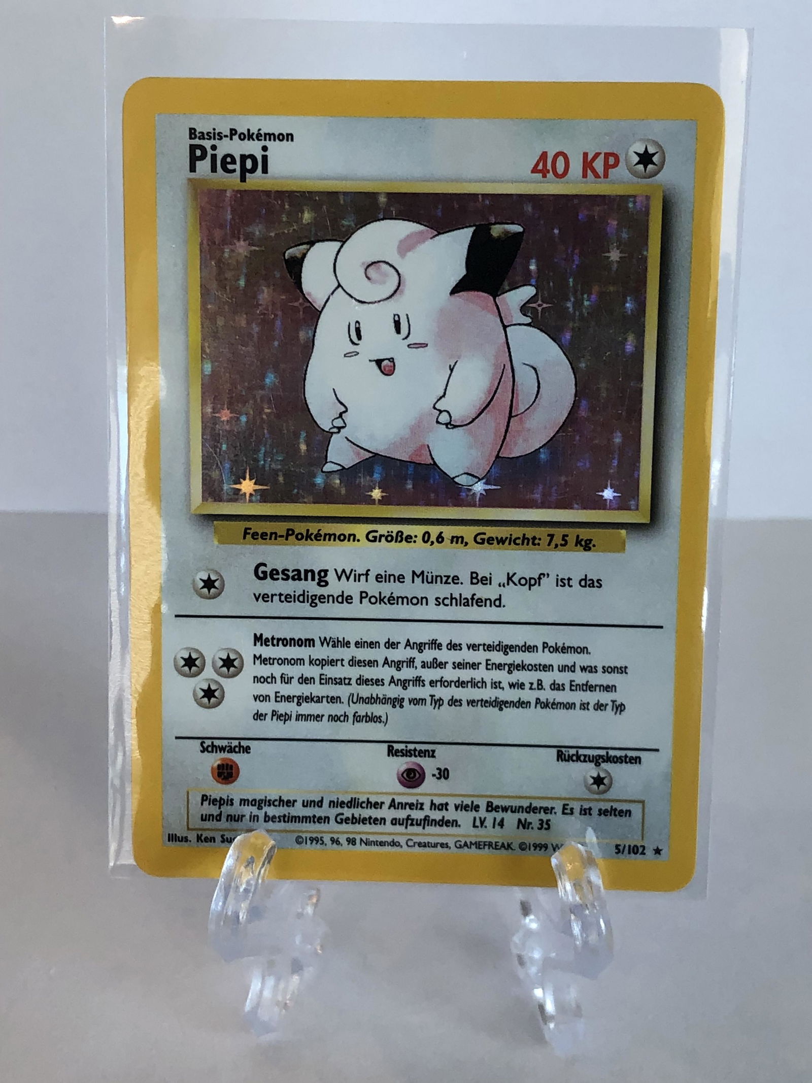 French Base Set Holo Clefairy (Piepi) Lightly Played (1 of 1)