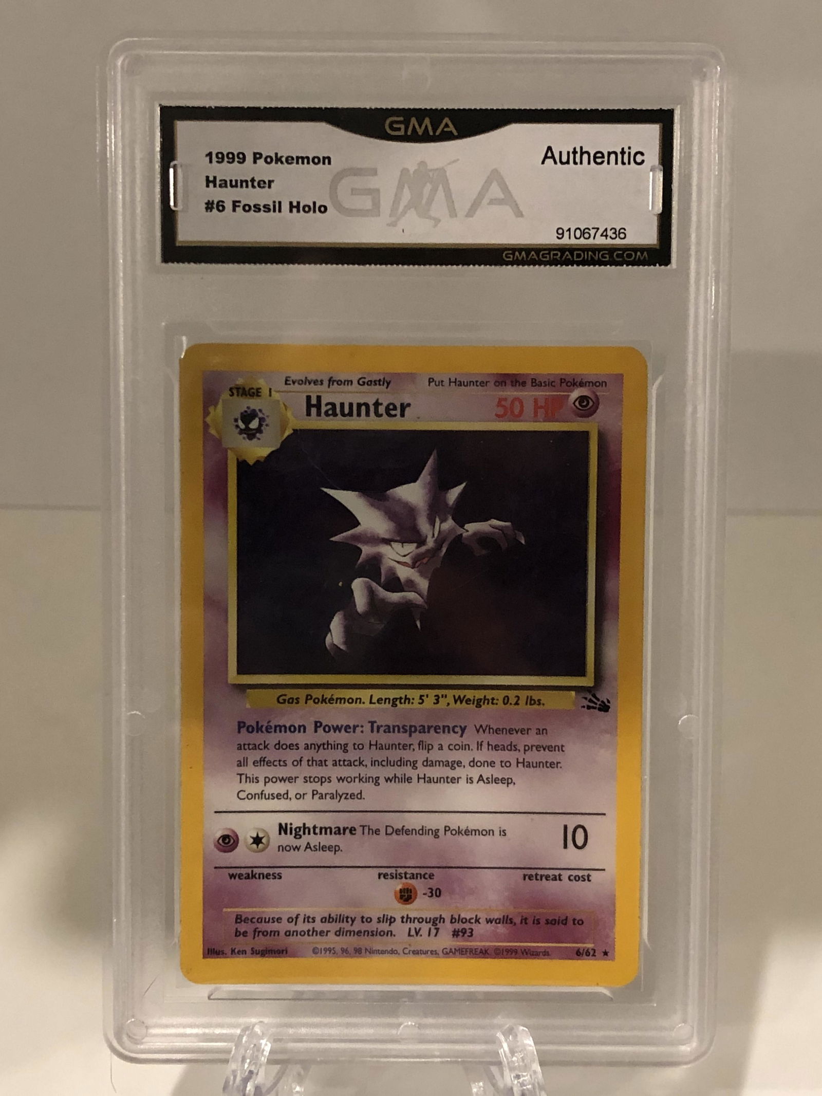 GMA Authenicated Fossil Set Haunter Holo (1 of 1)