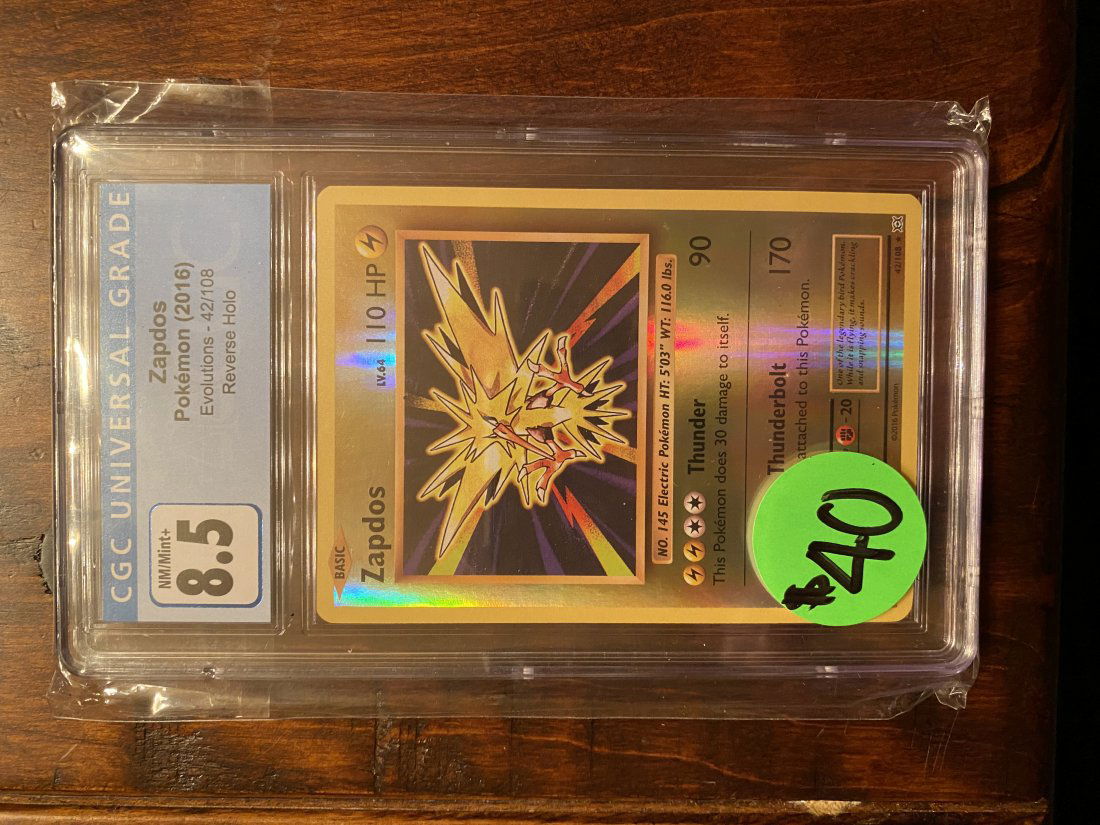XY Evolutions Reverse Holo Zapdos CGC 8.5 (1 of 1)