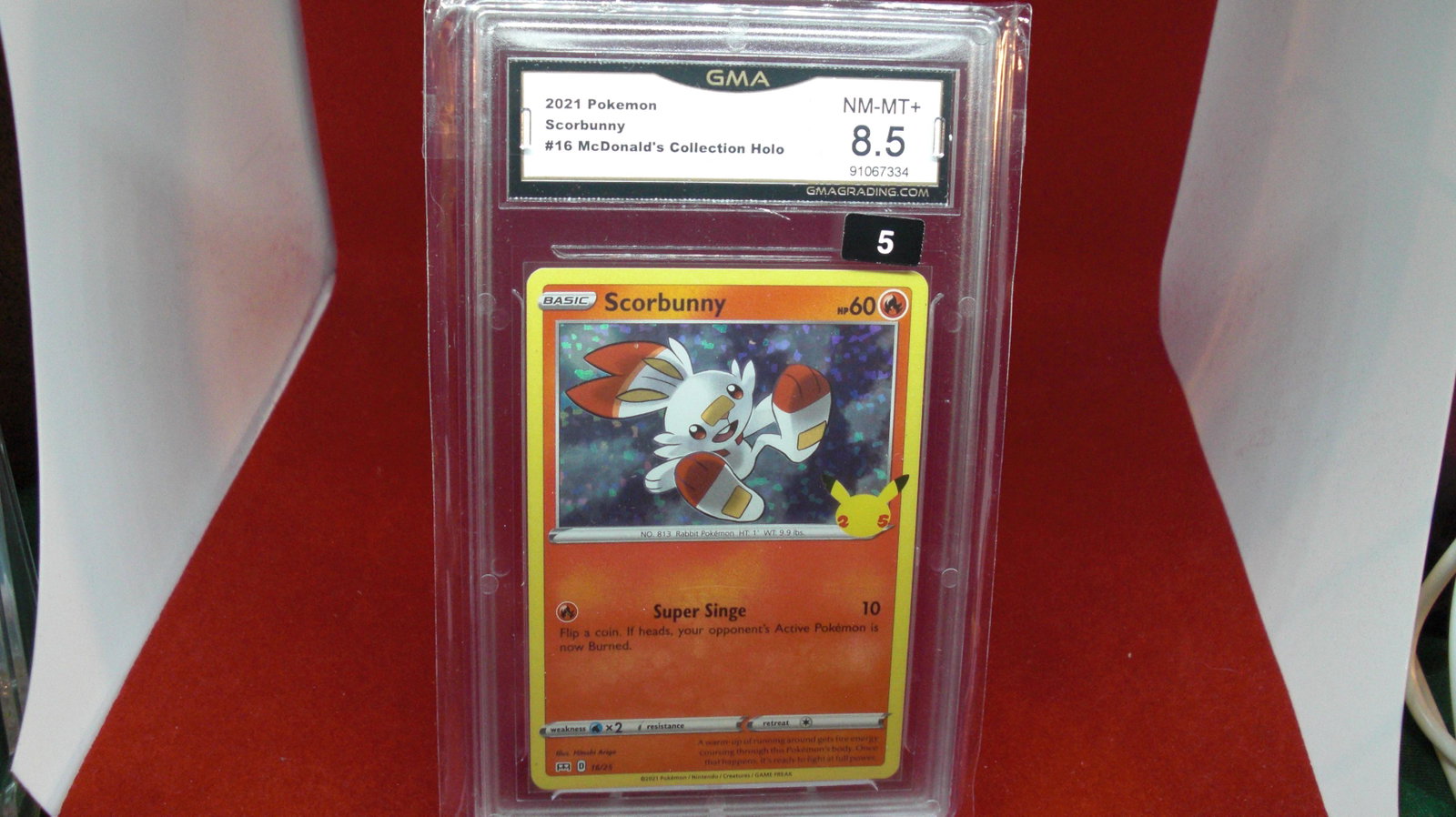 gma graded 2021 pokemon scorbunny mint 8.5: nice graded card