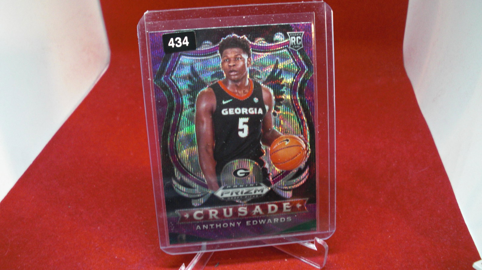 purple anthony edwards rookie prizm crusade: in top loader