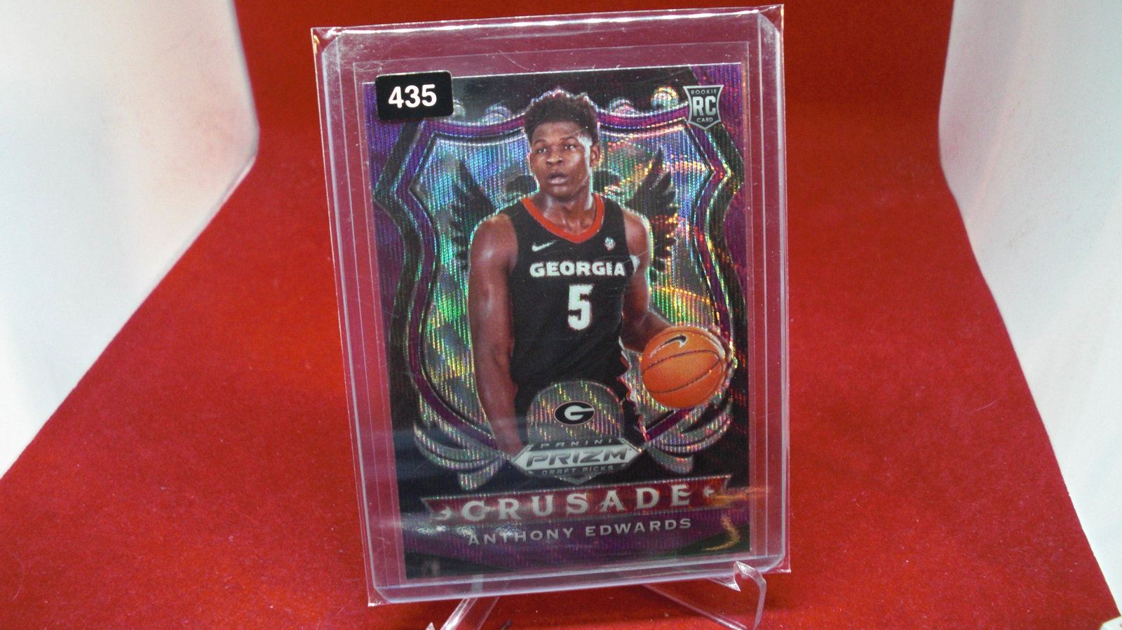 purple anthony edwards rookie prizm crusade: in top loader