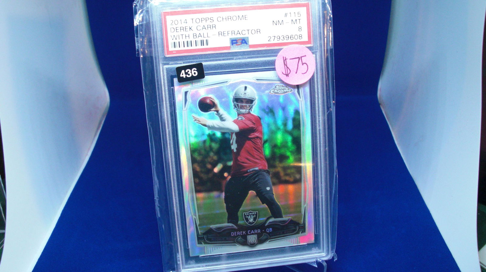 psa graded 2014 topps chrome derek carr refractor mint (1 of 1)