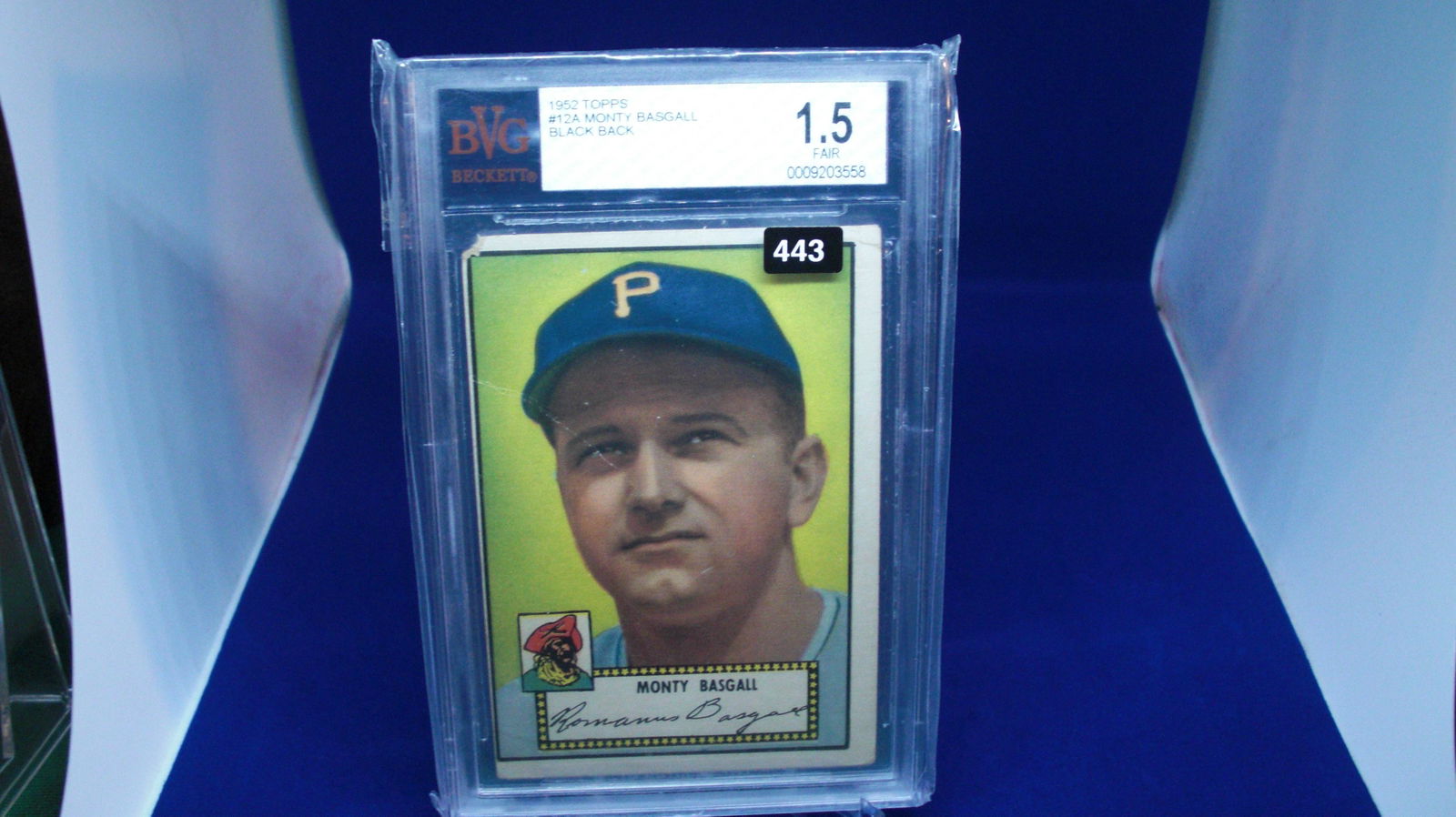 beckett graded 1952 topps monty basgall mint 1.5 (1 of 1)