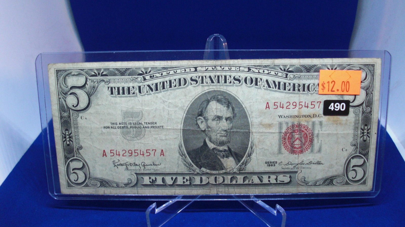1963 $5 red seal: in protective case