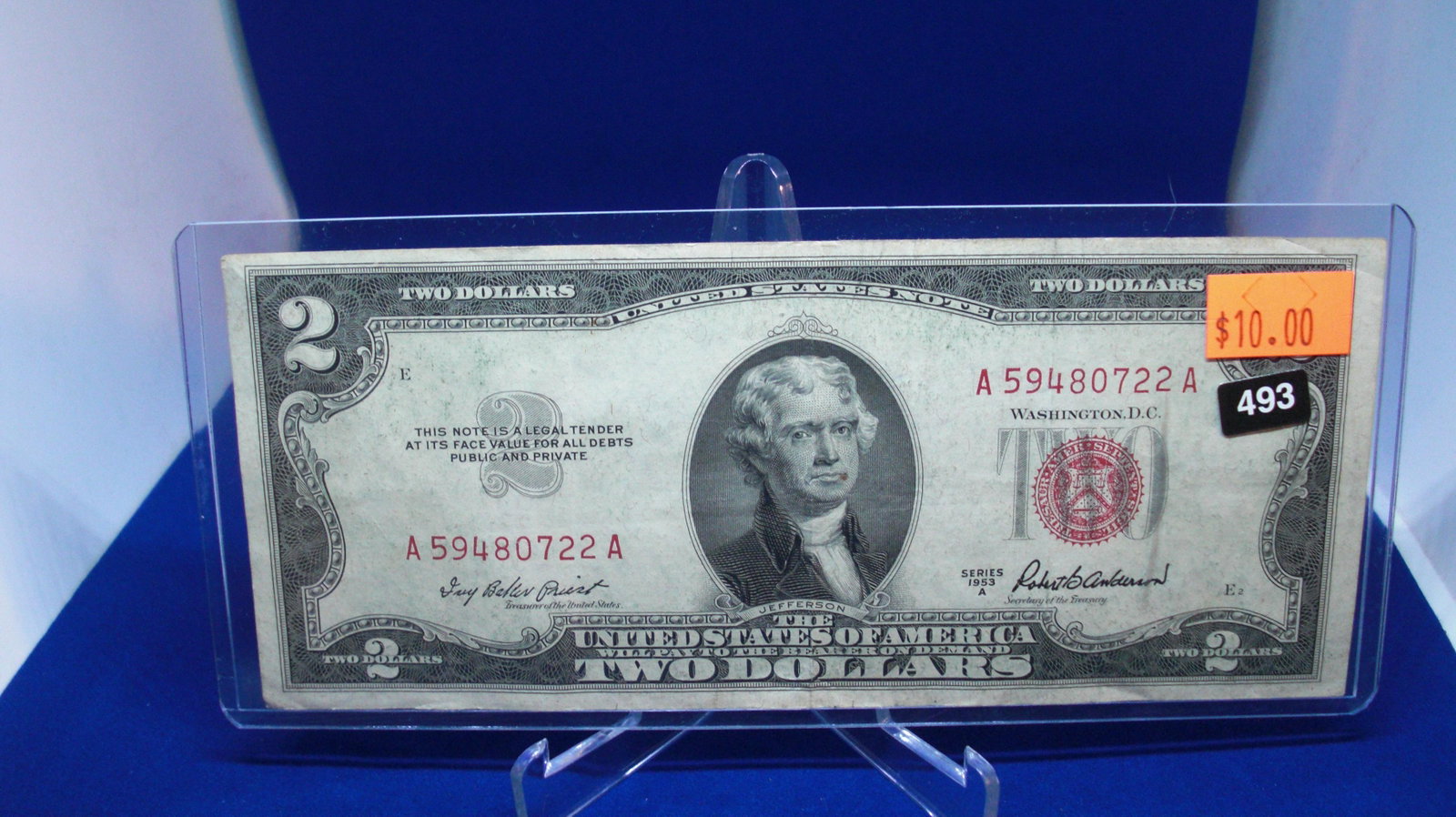 1953a $2 red seal: in protective case