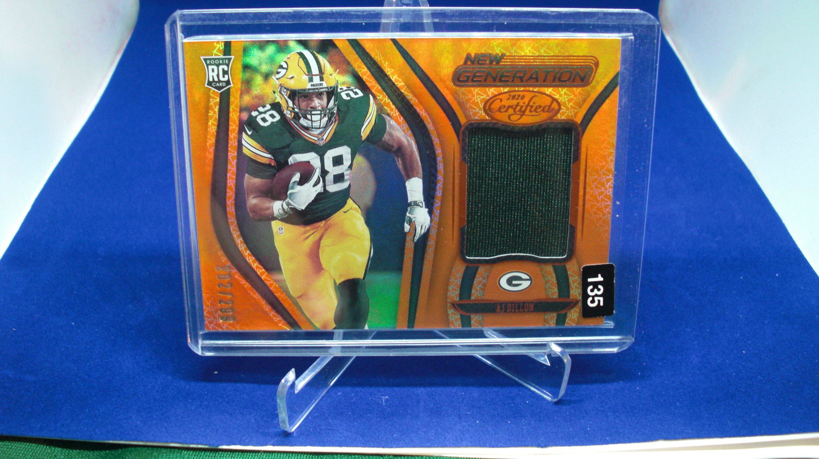 aj dillon orange jersey rookie #282/299 new generation (1 of 1)