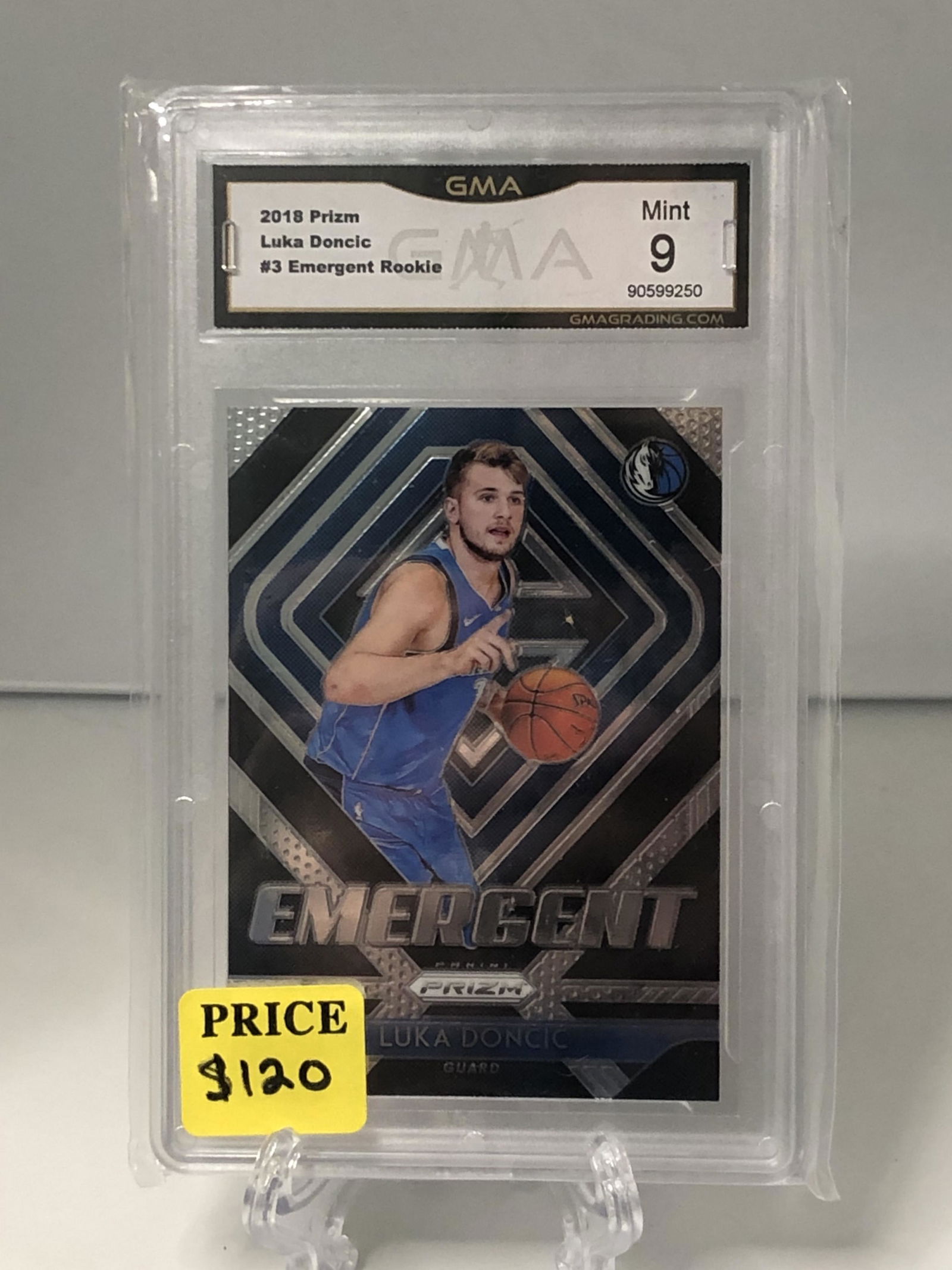 Luka Doncic Emergent Prizm Rookie GMA 9 (1 of 1)