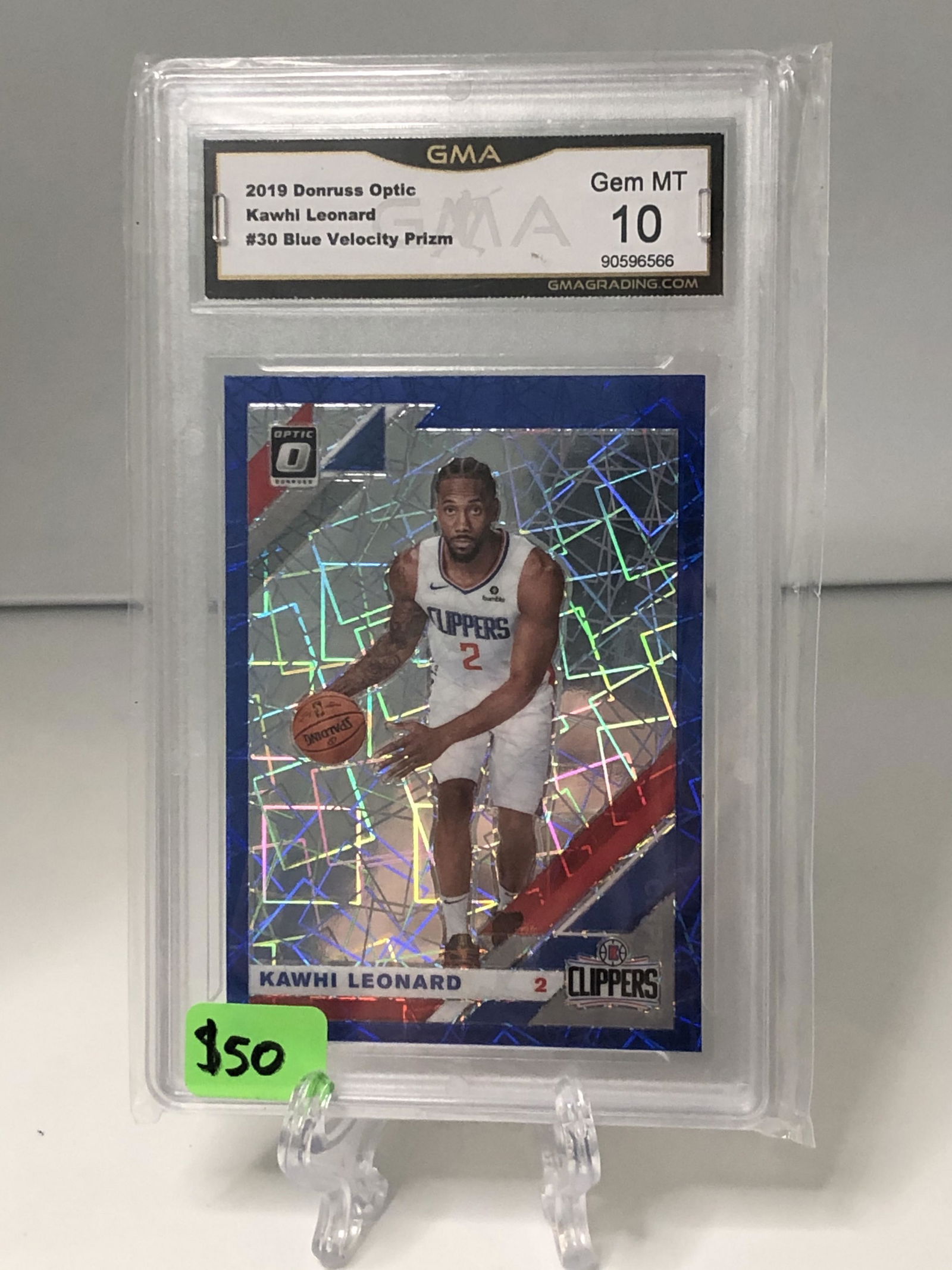 Kawhi Leonard Donruss Optic Blue Velocity Prizm GMA 10 (1 of 1)