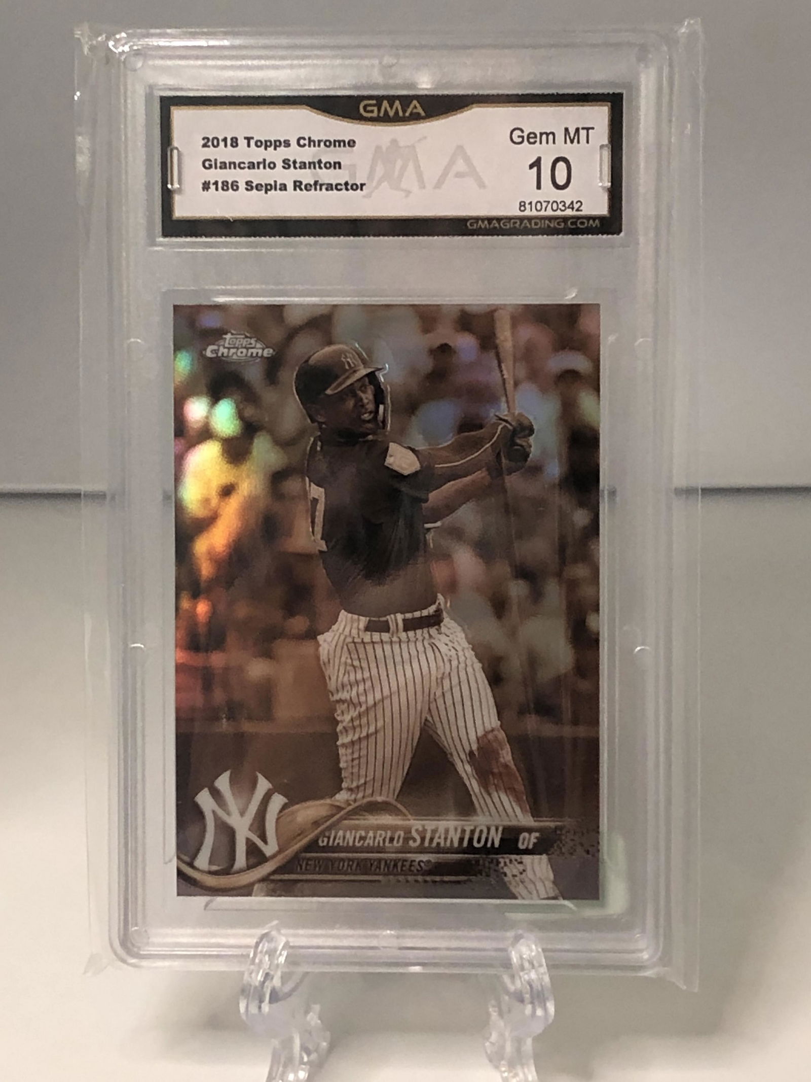 Giancarlo Stanton Topps Chrome Sepia Refractor GMA 10 (1 of 1)