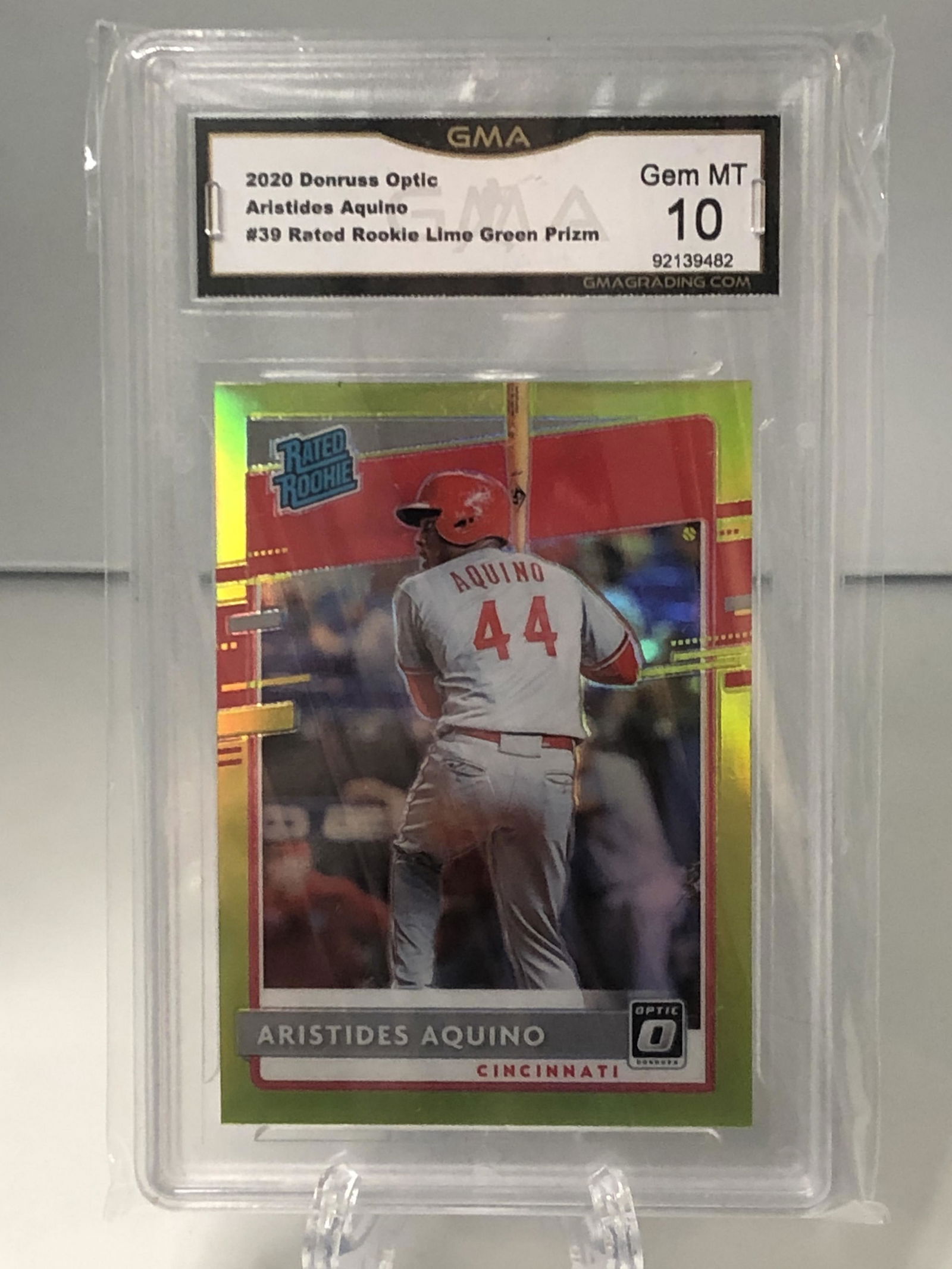 Aristides Aquino Donruss Optic Rated Rookie Lime Green (1 of 1)