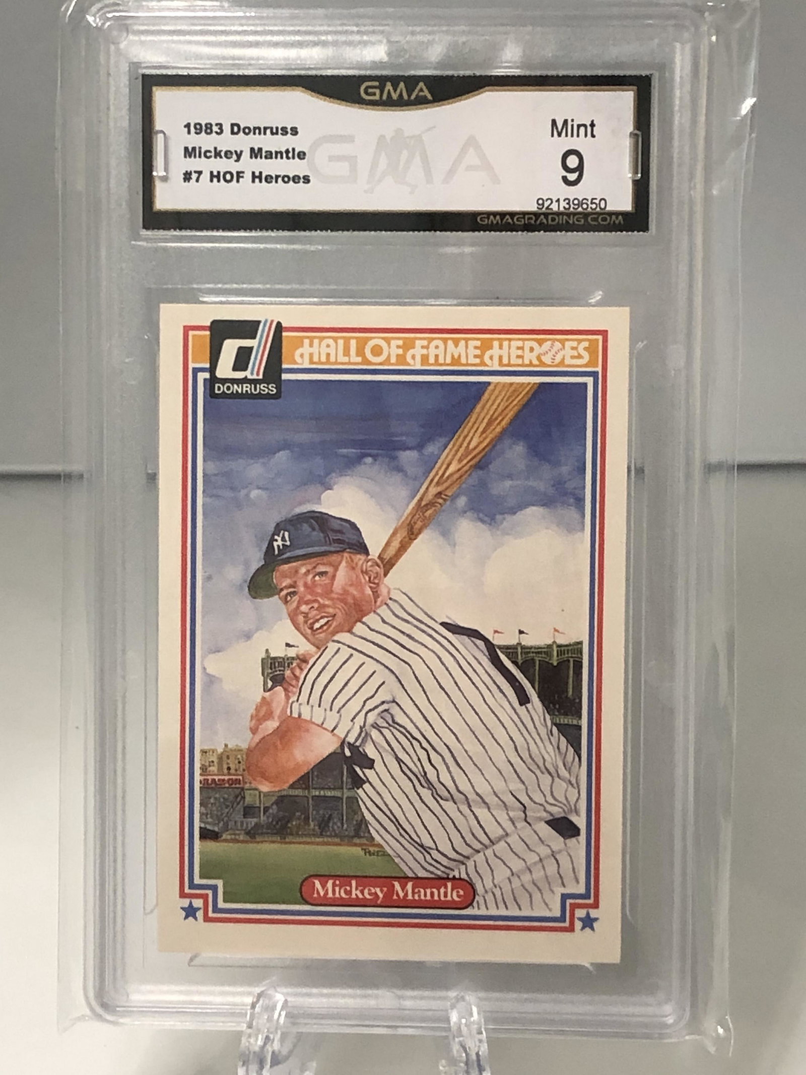 Mickey Mantle HOF Heroes 1983 Donruss GMA 9: Mickey Mantle HOF Heroes 1983 Donruss GMA 9