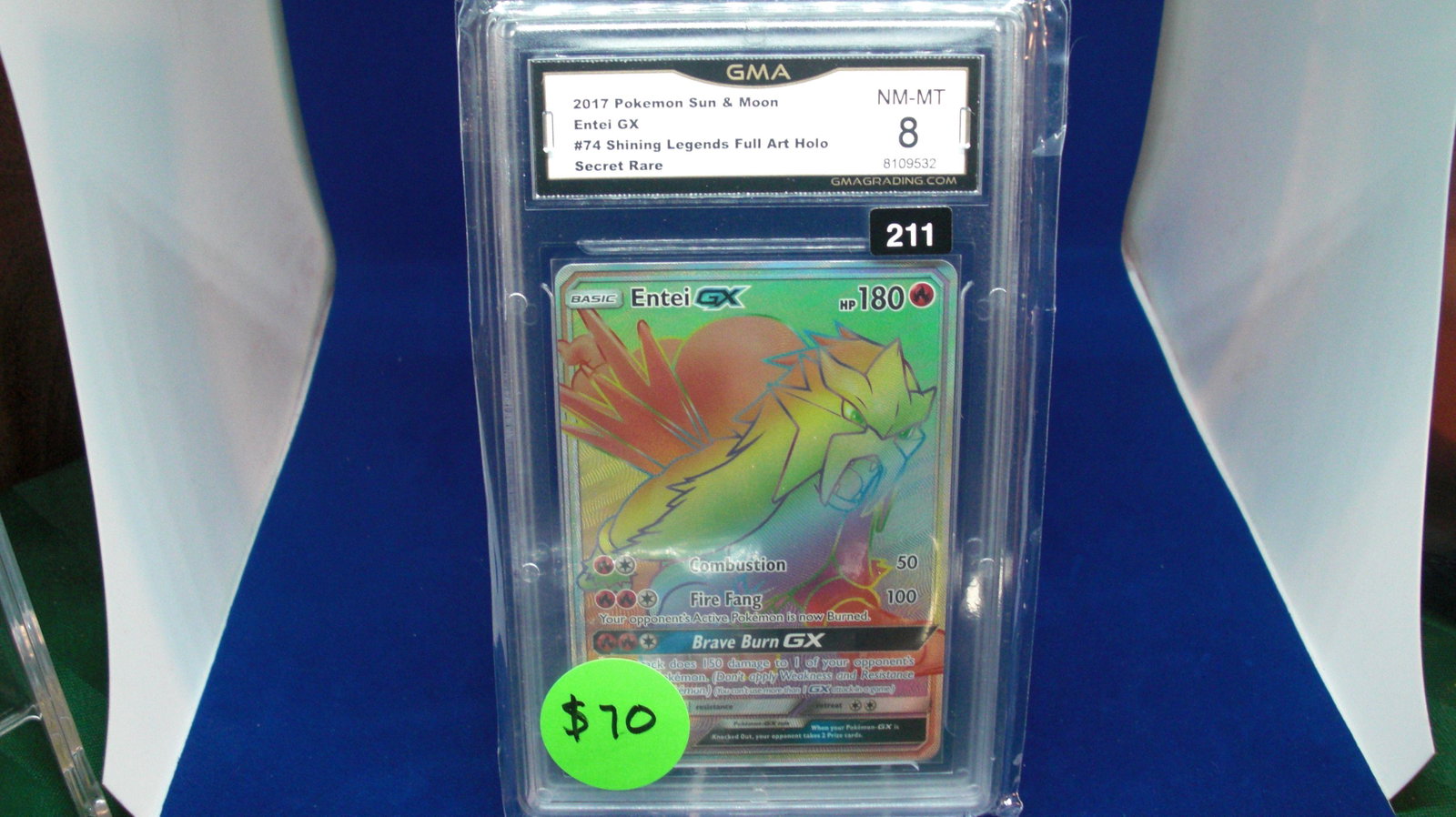 gma graded 2017 pokemon sun and moon entel gx mint 8: nice graded card