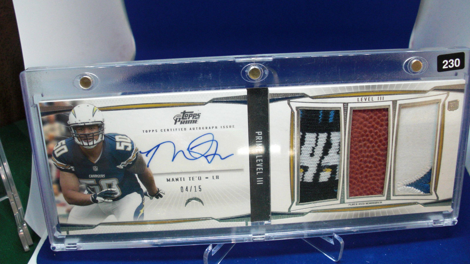 manti te'o #04/15 jersey game used ball topps prime (1 of 1)