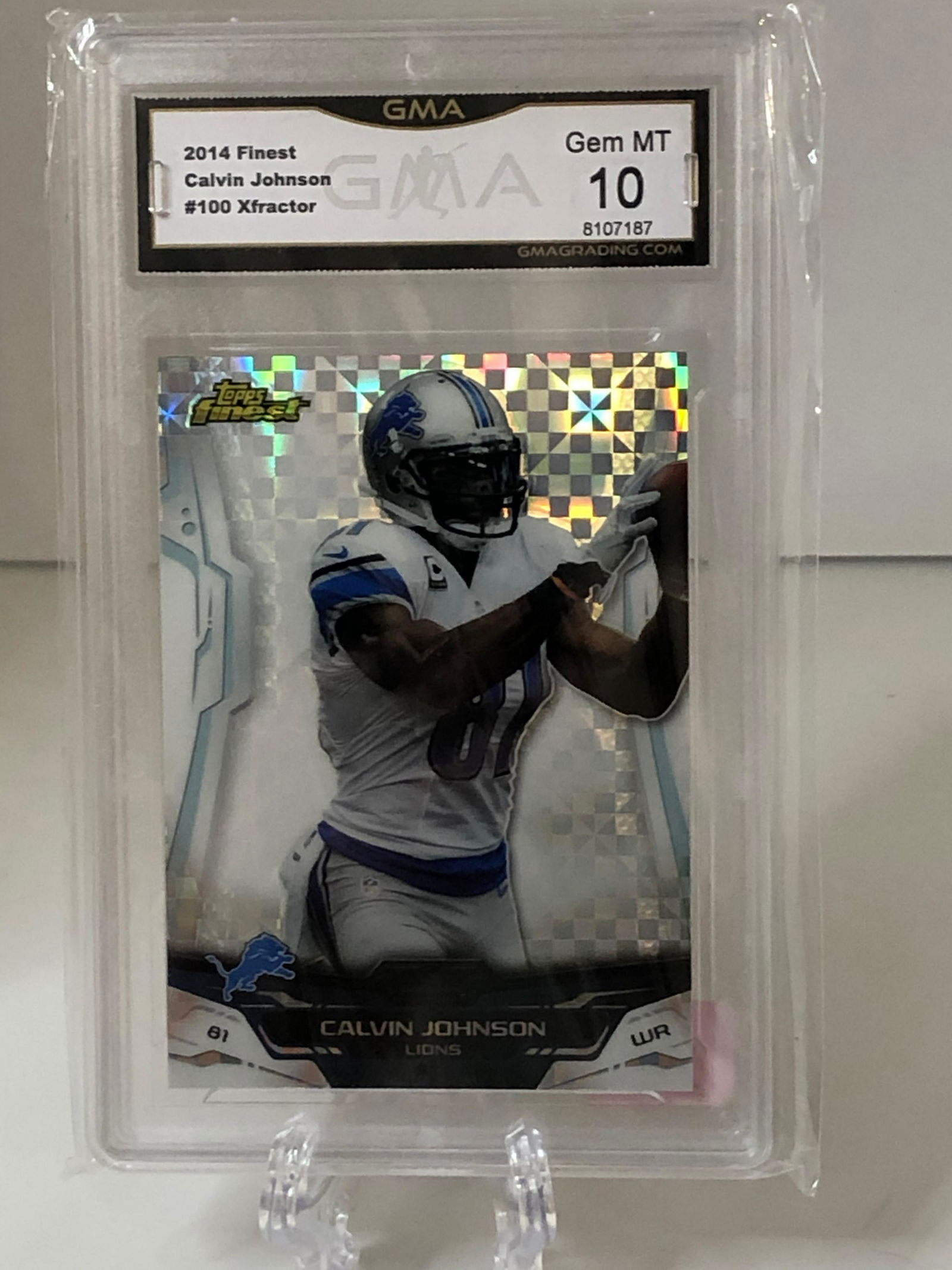 Calvin Johnson Topps Finest Xfractor GMA 10 (1 of 1)