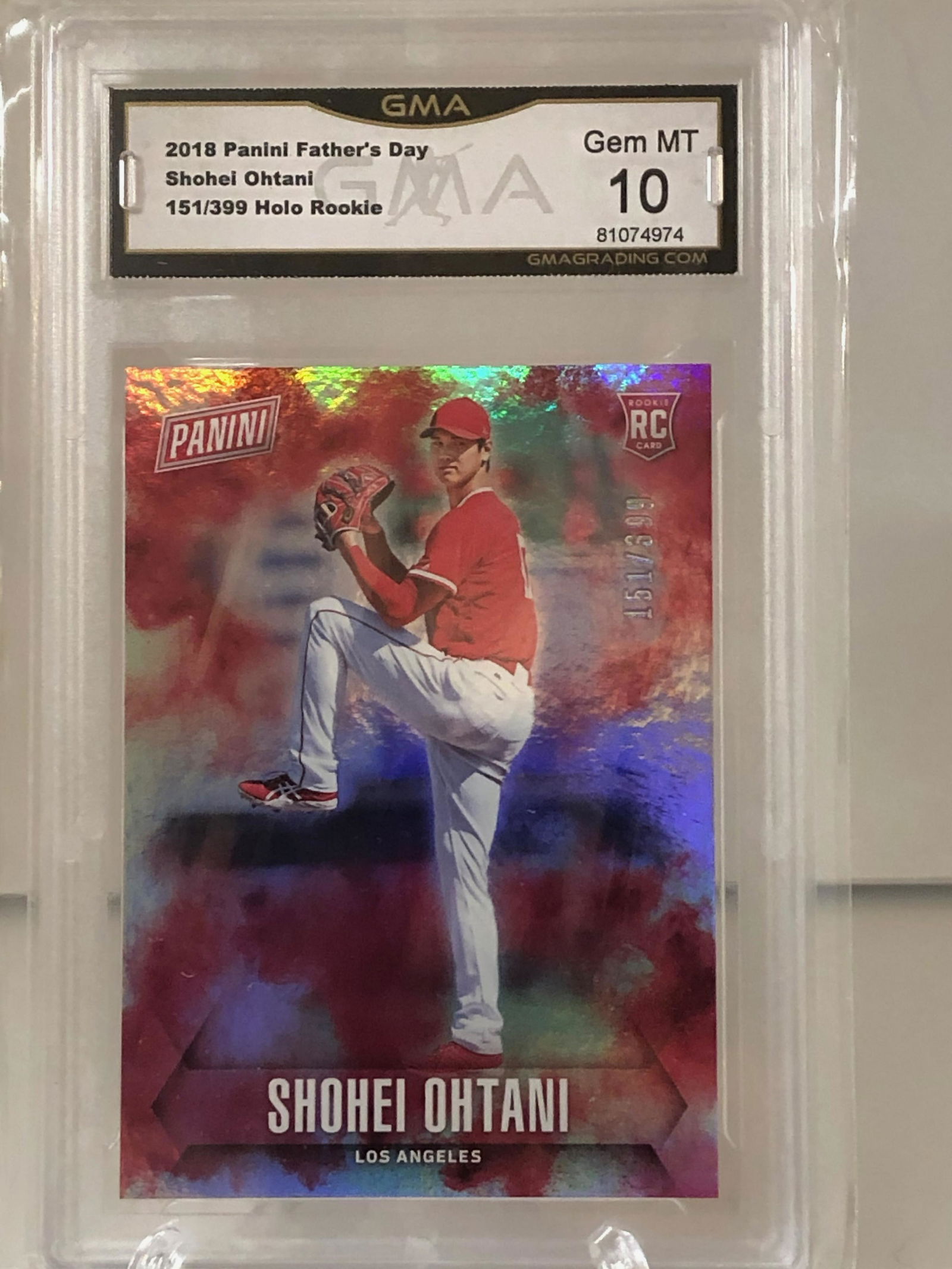 Shohei Ohtani Panini Fathers Day Rookie Holo GMA 10 (1 of 1)