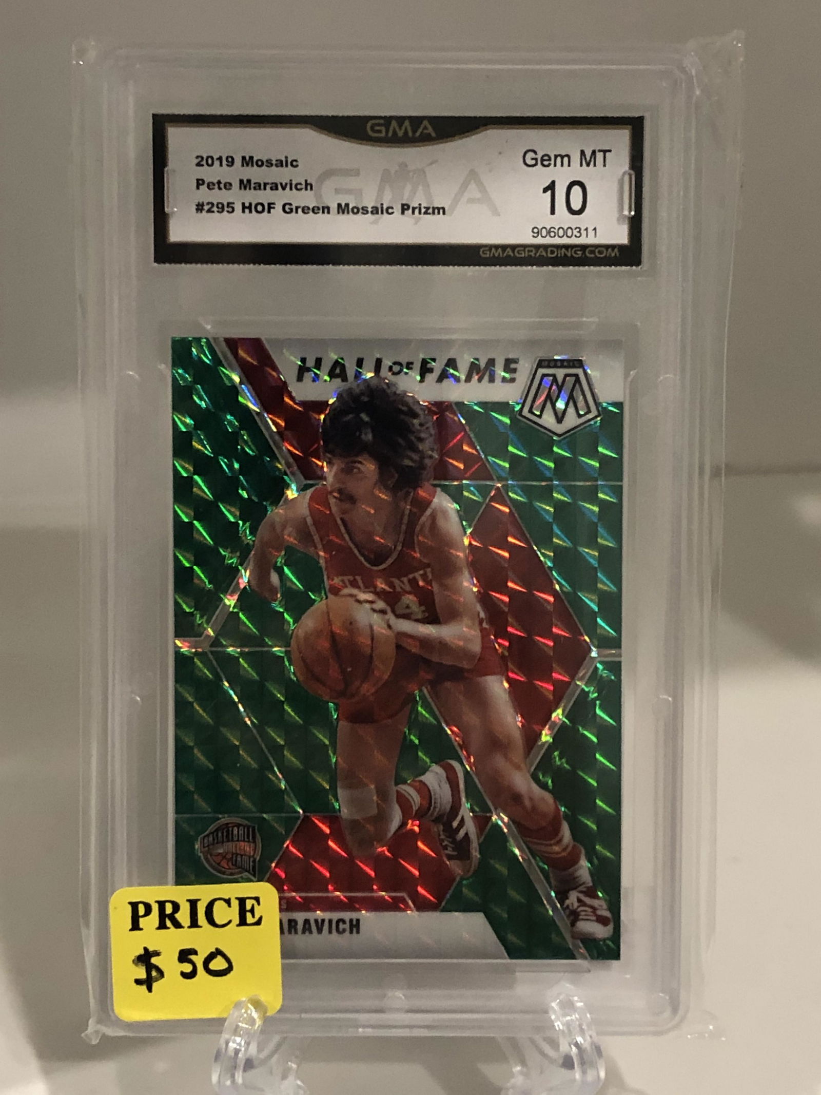 Pete Maravich HOF Green Mosaic Prizm GMA 10 (1 of 1)