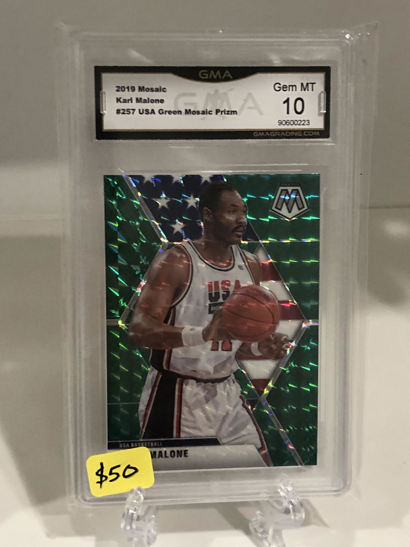 Karl Malone USA Green Mosaic Prizm GMA 10 (1 of 1)