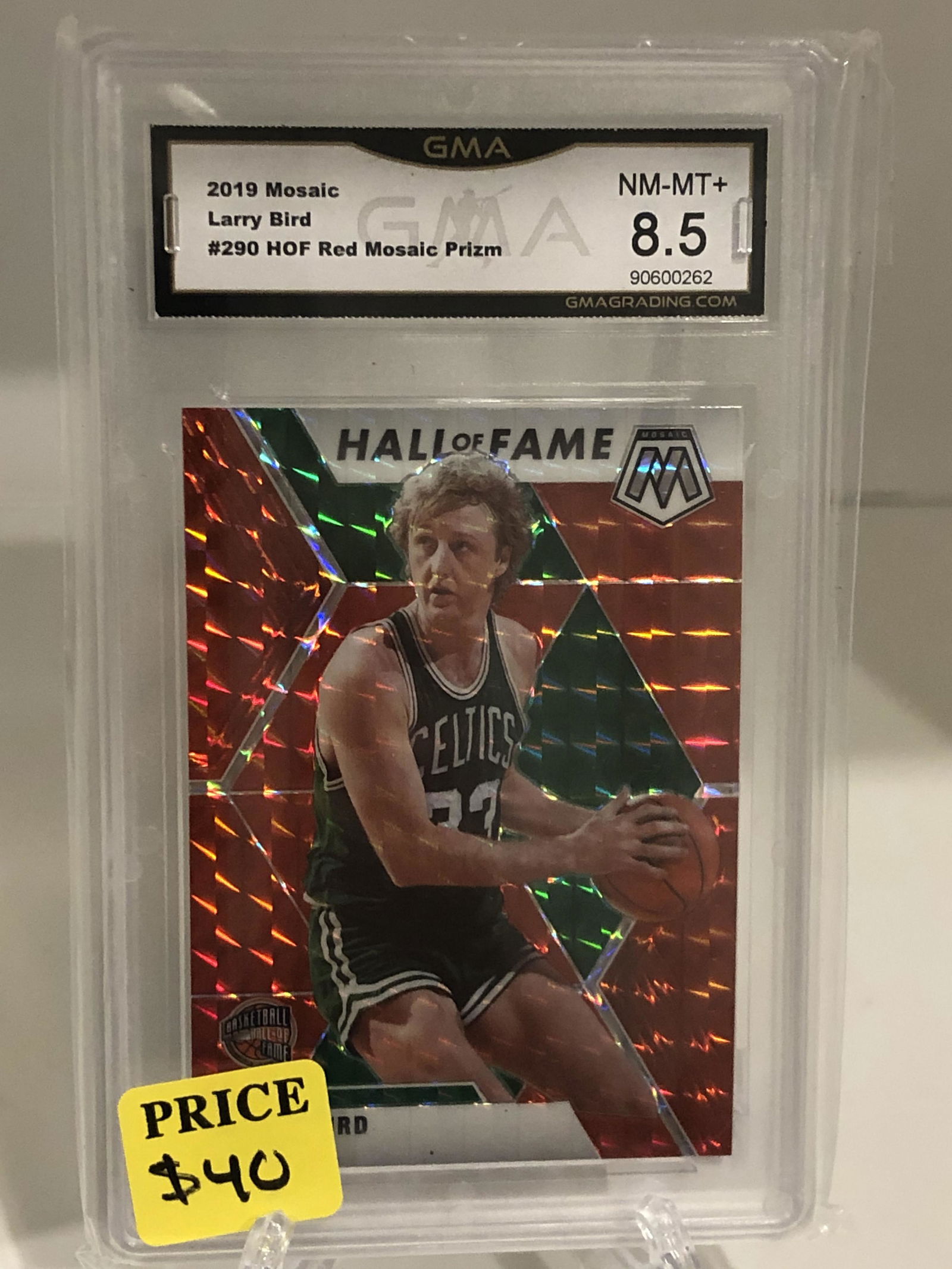 Larry Bird HOF Red Mosaic Prizm GMA 8.5 (1 of 1)