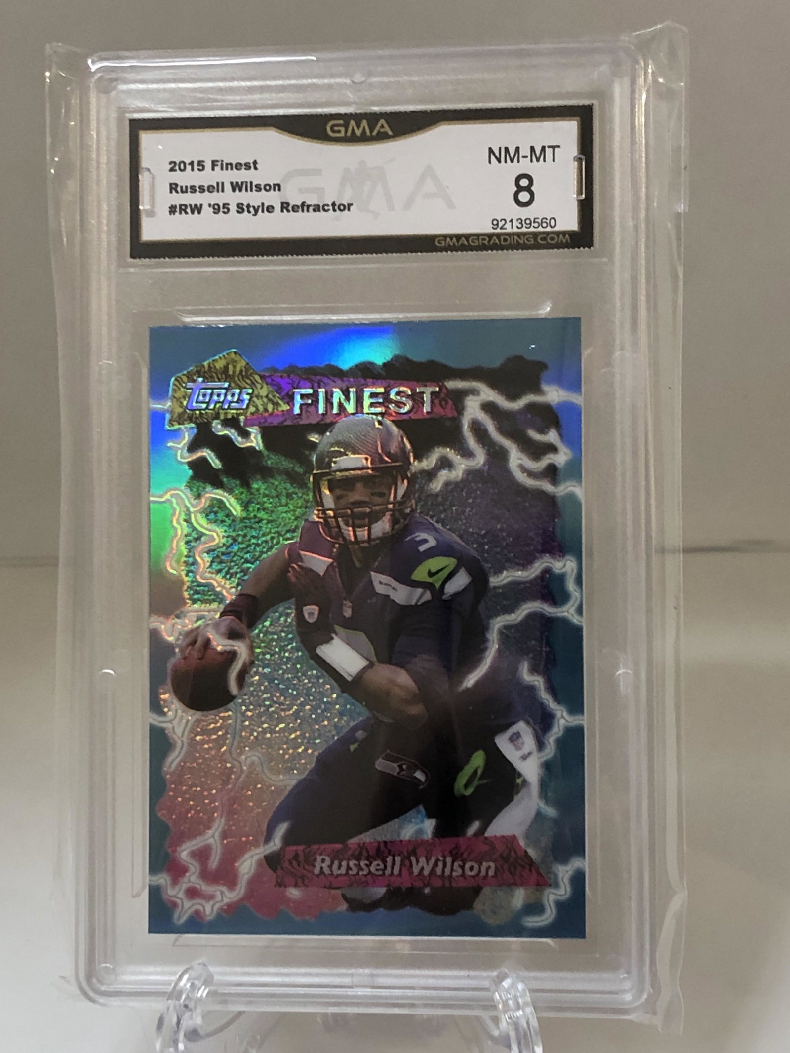Russell Wilson Topps Finest '95 Style Refractor GMA 8: Russell Wilson Topps Finest '95 Style Refractor GMA 8